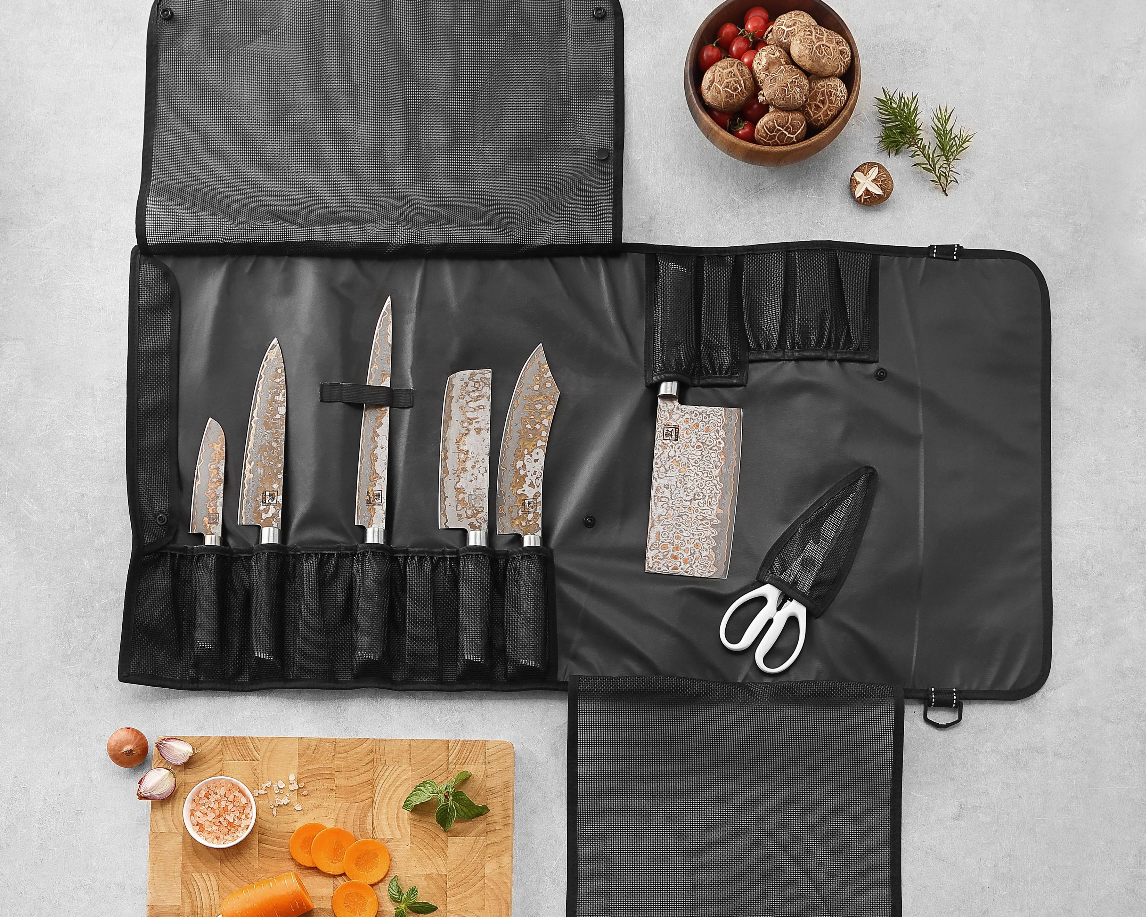 ZAYIKO Messertasche Messertasche Kochmesserrolle 13 Fächer - bis zu 12 Messer + 1 Schere – Bild 5 von 5