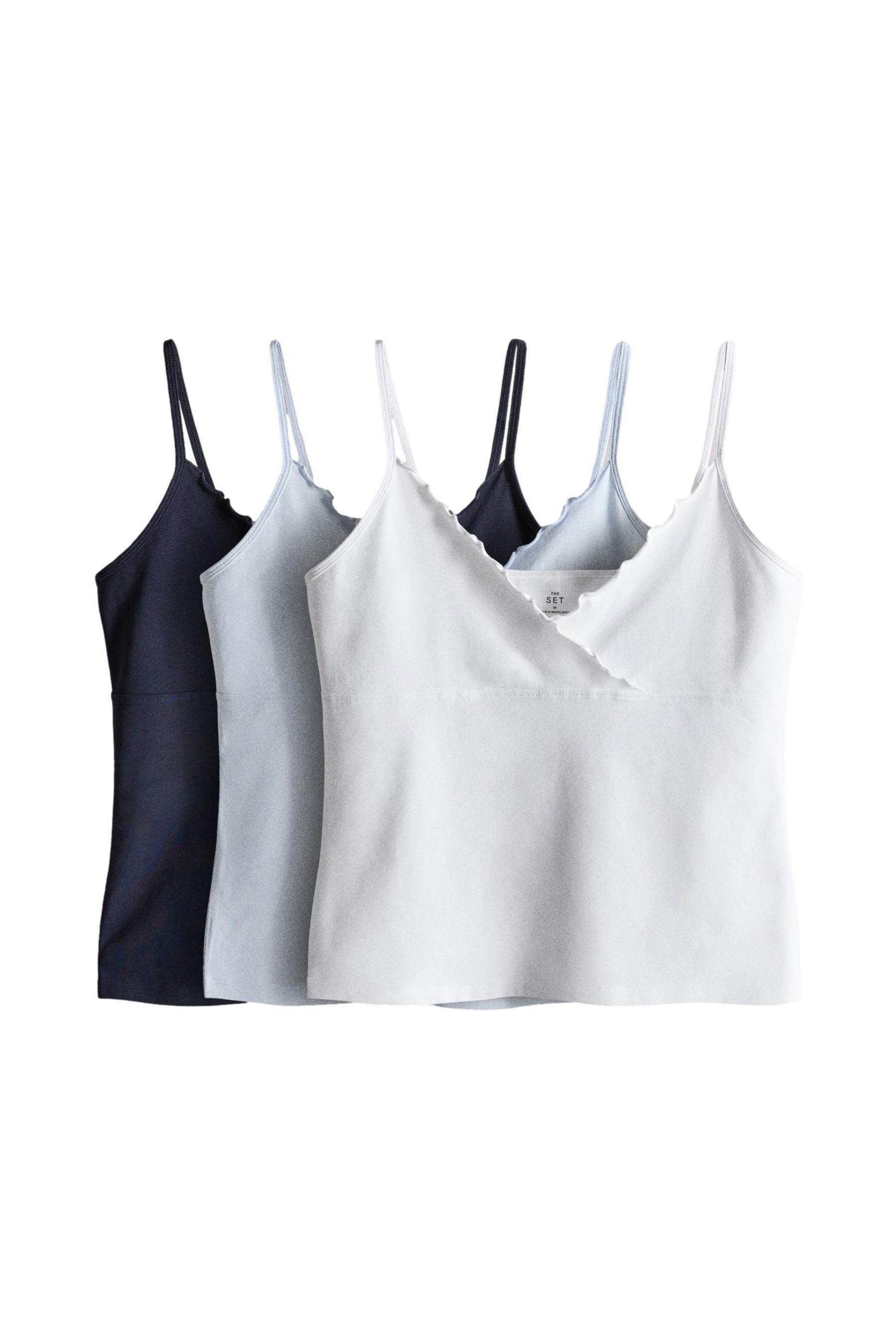 The Set Trägertop The Set verkürzte Camisoles mit Rüschen, 3er-Pack (3-tlg)