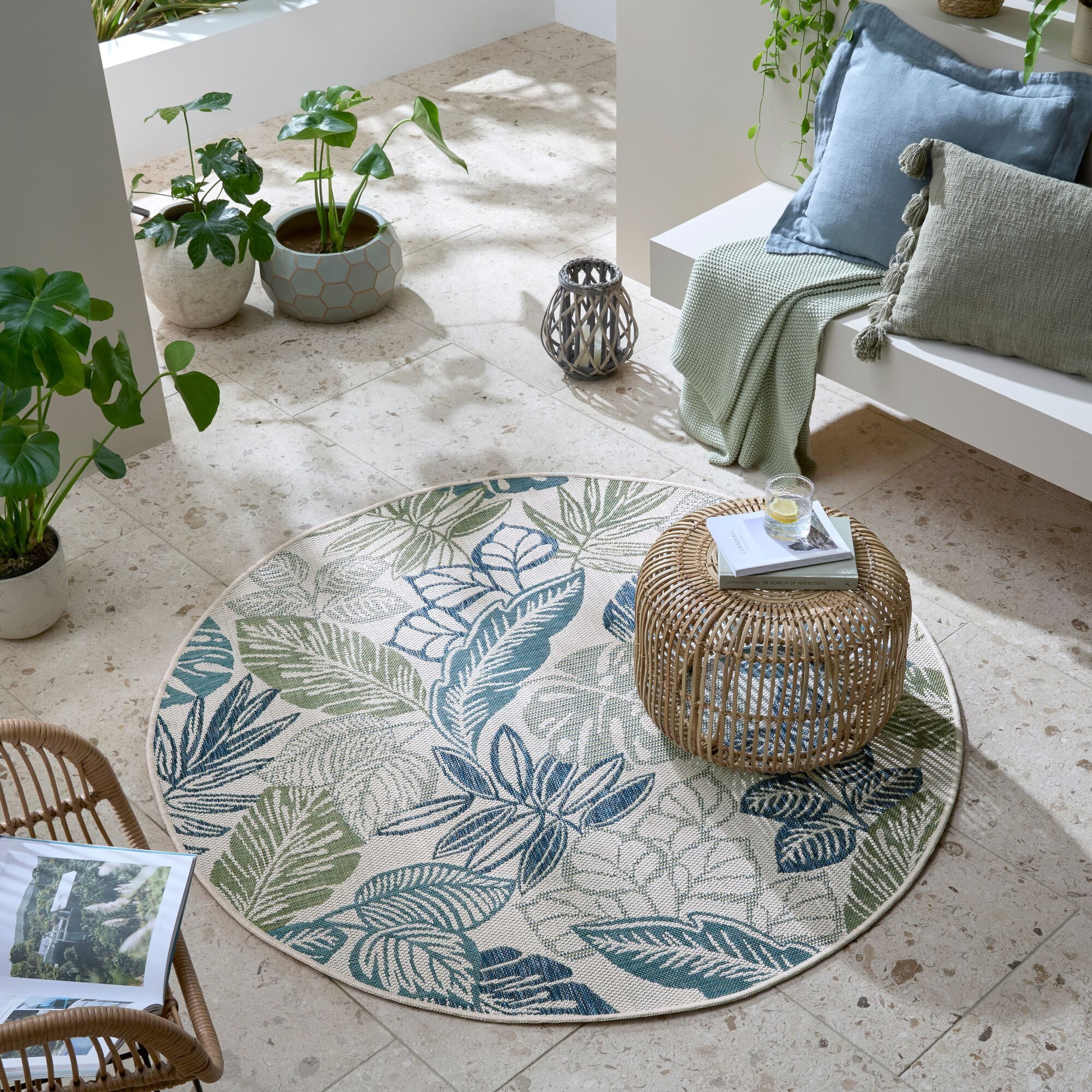 FLAIR RUGS Teppich Bella Leaf, rund, Höhe: 4 mm, Bella Leaf Indoor & Outdoor-Teppichläufer