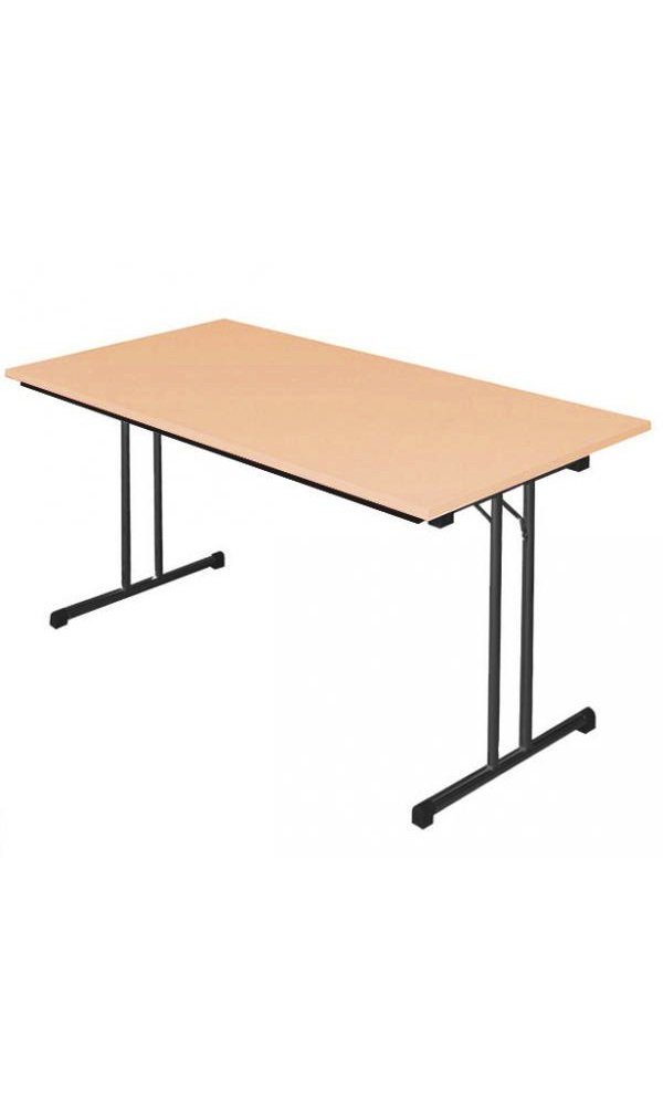 Steelboxx Klapptisch Klapptisch Besprechungstisch Konferenztisch Schreibtisch 120 x 80 cm (Komplett-Set, 1-St), Maße: H 750 x B 1200 x T 800 mm, stapelbar Gestell: RAL 9005 Tiefschwarz/ Tischplatte: Buche-Dekor