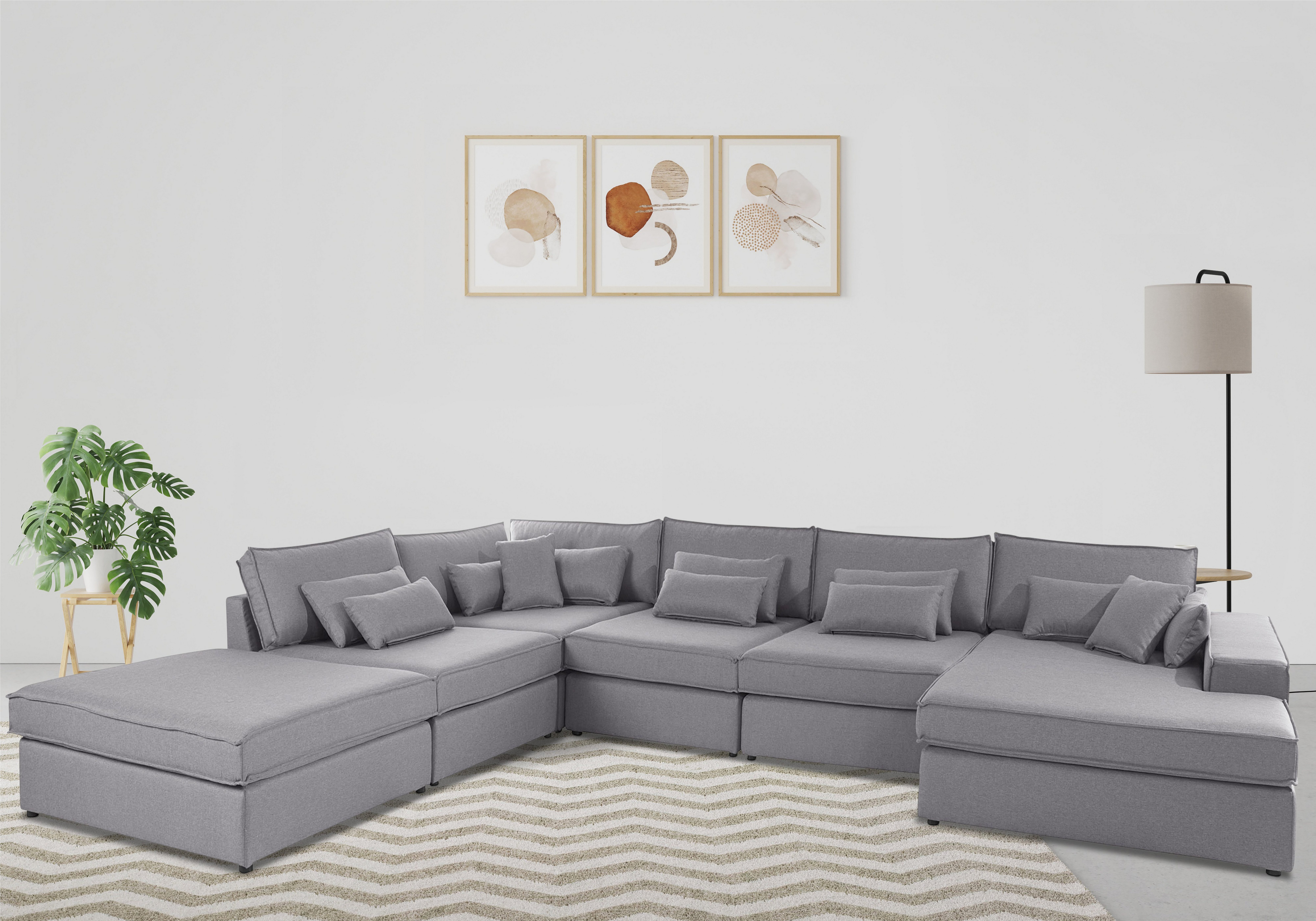 OTTO home Wohnlandschaft Enid U-Form, 6 Teile, bestehend aus Modulen, in vielen Bezügen, auch in Breitcord