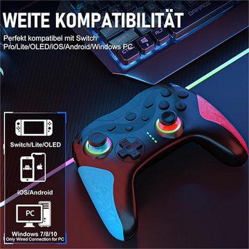 walkbee Gaming Controller,Switch Controller,9 Colors LED Light Controller (1 Set, für Nintendo Switch/Switch Lite/Switch OLED Gamepad, 1000mAh RGB Controller, mit Programmierbare,Turbo,Vibration,6-Achse,Aufwachen)