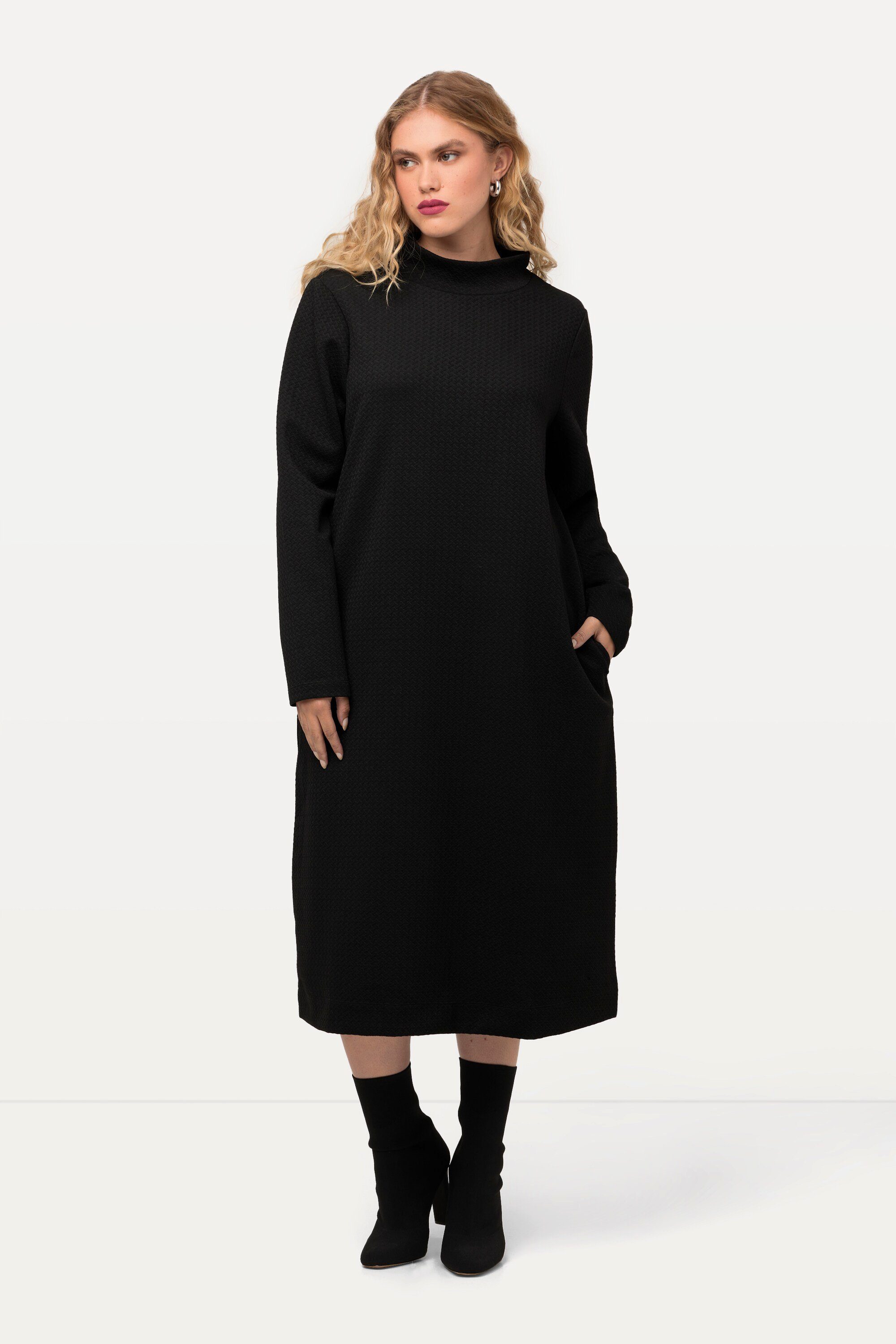 Ulla Popken Midikleid Sweatkleid Struktur Taschen günstig online kaufen
