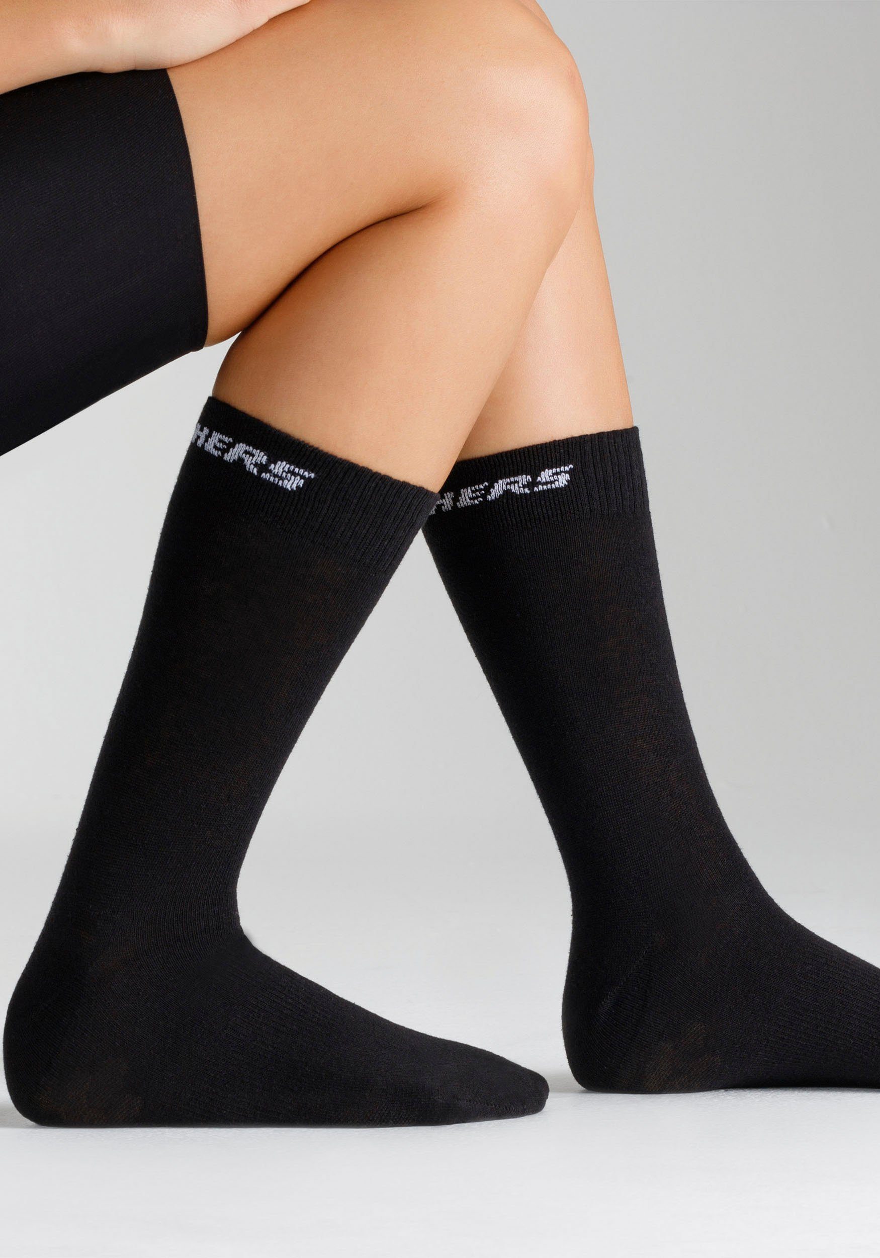 (Packung, Robust Fersen- und Socken verstärkter Skechers langlebig: und 6-Paar) Zehenbereich schwarz