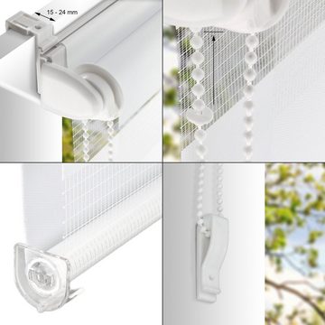 Doppelrollo Doppelrollo Fensterrollo Seitenzugrollo Klemmrollo Sonnenschutzrollo, ECD Germany, Klemmfix, Klemmfix ohne Bohren 85x150cm Dunkelgrau lichtdurchlässig verdunkelnd