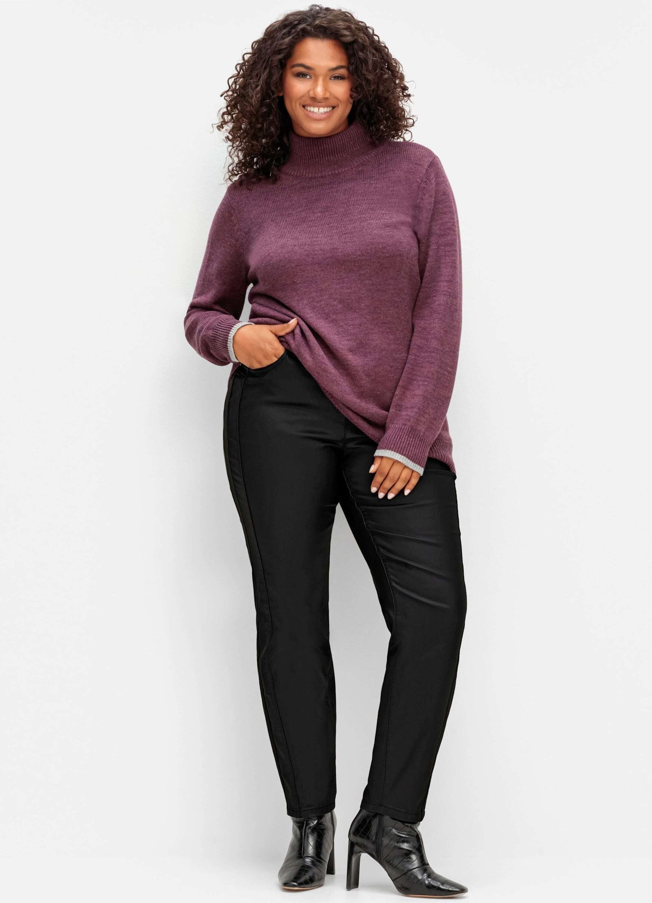 Sheego Jerseyhose Stretch-Hose mit Beschichtung, Innenseite weich angeraut günstig online kaufen
