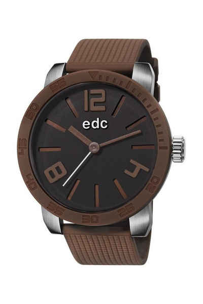 edc by Esprit Quarzuhr Bold Maverick Tobacco Brown, aus Edelstahl, Kunstoffband, Silber, Braun, Dornschließe