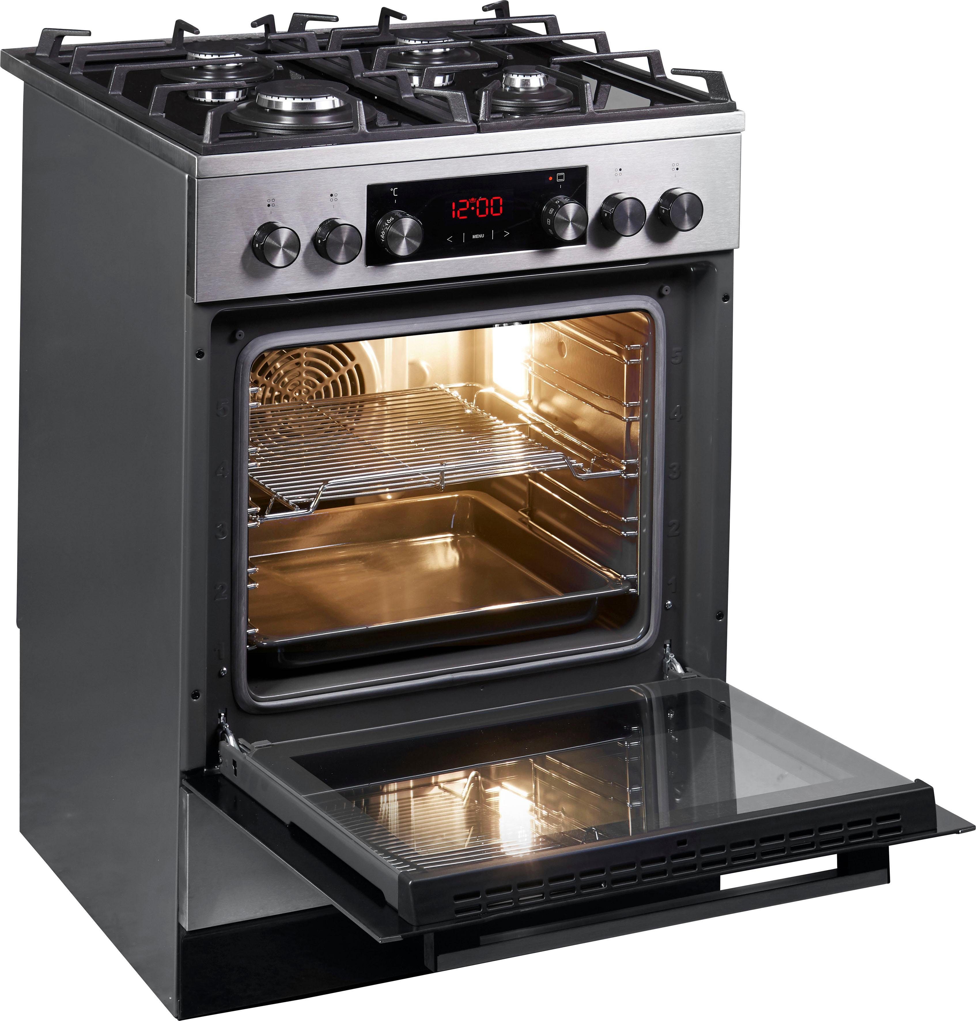 Amica Gas-Standherd SHEG 914 121 E, mit Teleskopauszug nachrüstbar, Steam Clean, Vertrauter Kochkomfort mit Gas und angenehmer Handhabung