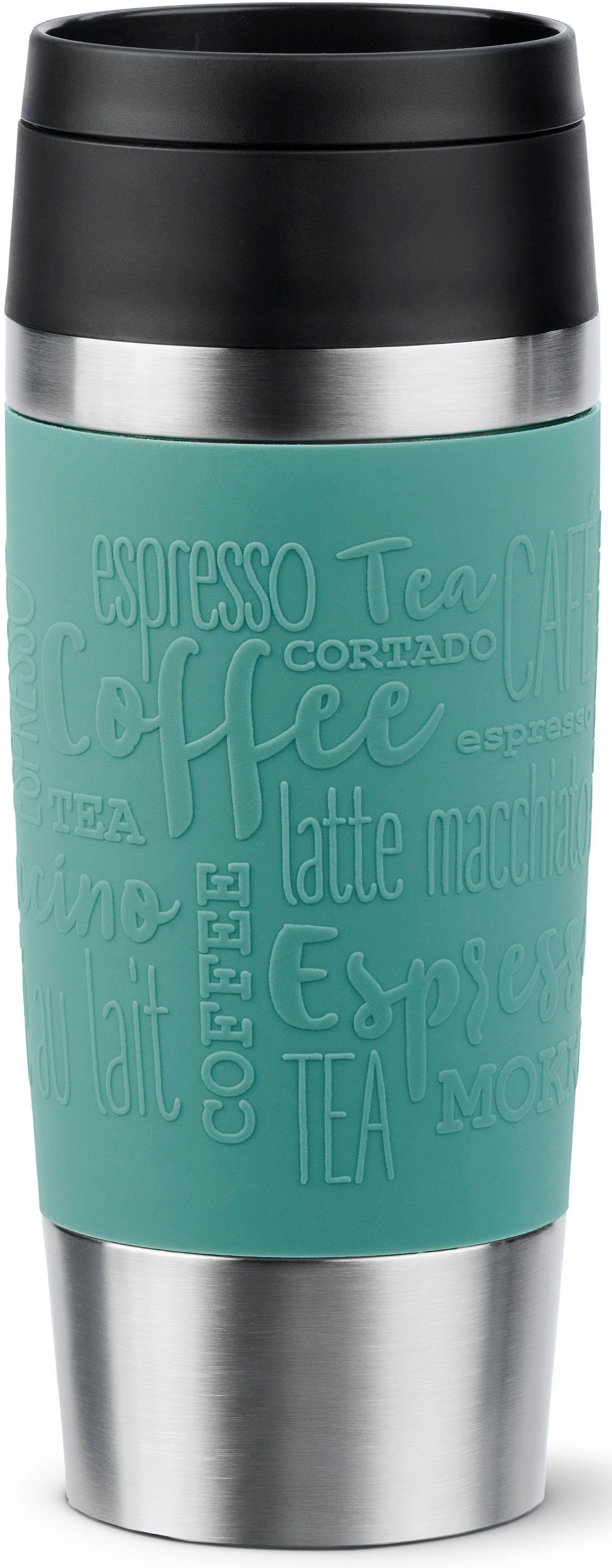 Emsa Thermobecher Travel Mug Classic, mit 360°-Trinköffnung, Edelstahl, Kunststoff, Silikon, 4h heiß, 8h kalt - 360 ml / 6h heiß, 12h kalt - 500 ml, 100% dicht