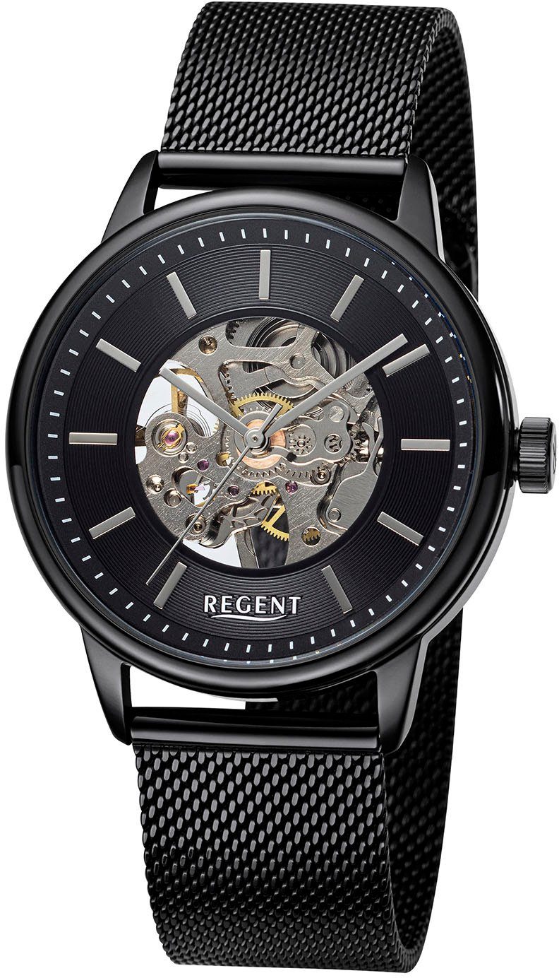 Regent Mechanische Uhr F1397, Armbanduhr, Herrenuhr, Handaufzug, Edelstahlarmband