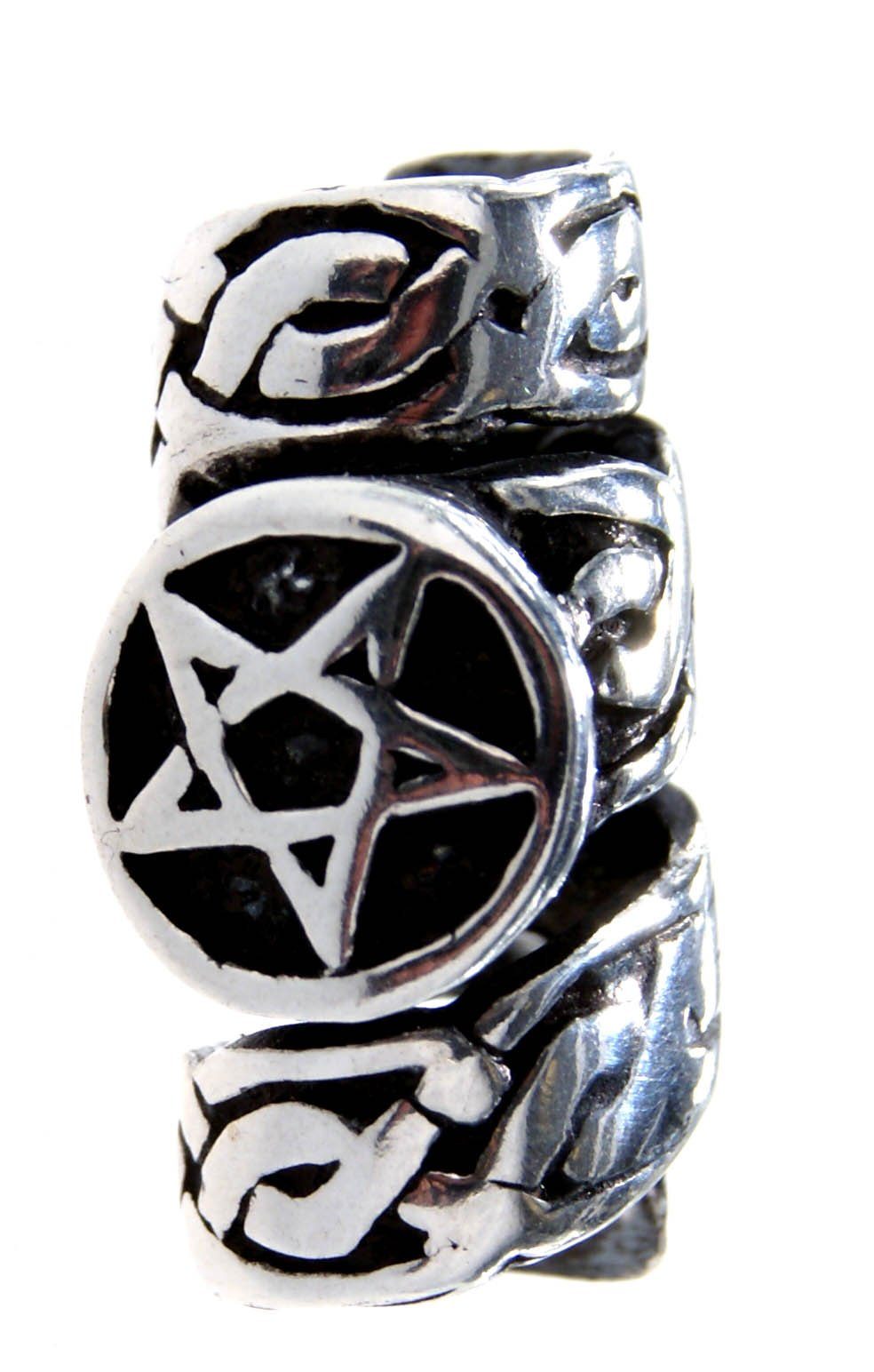 Kiss of Leather Haarschmuck Bartperle Wikinger Bartschmuck Silber Pentagramm Haarperle Viking