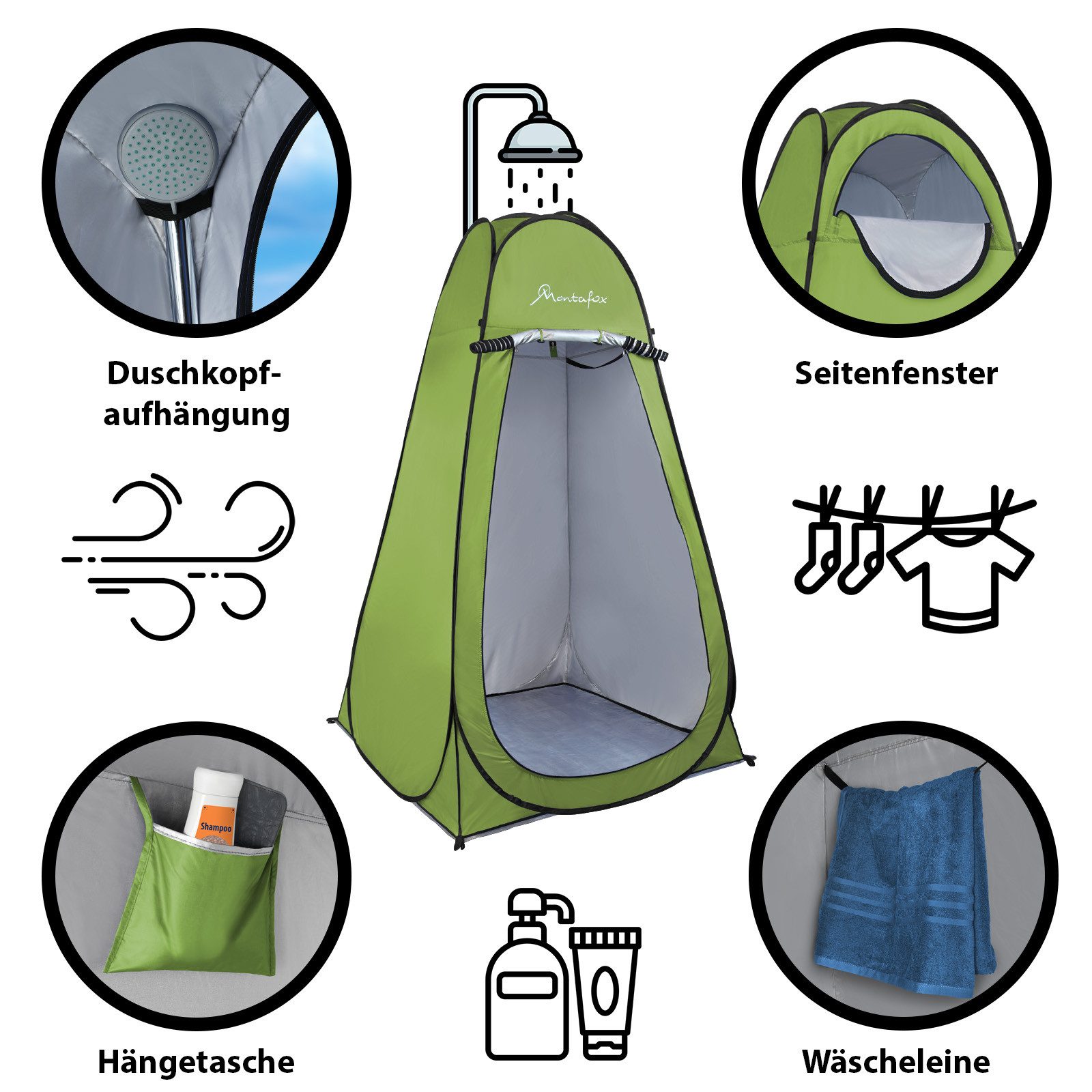 Montafox Wurfzelt Montafox Toilettenzelt Multifunktionszelt Universalzelt Pop Up Zelt – Bild 3 von 5