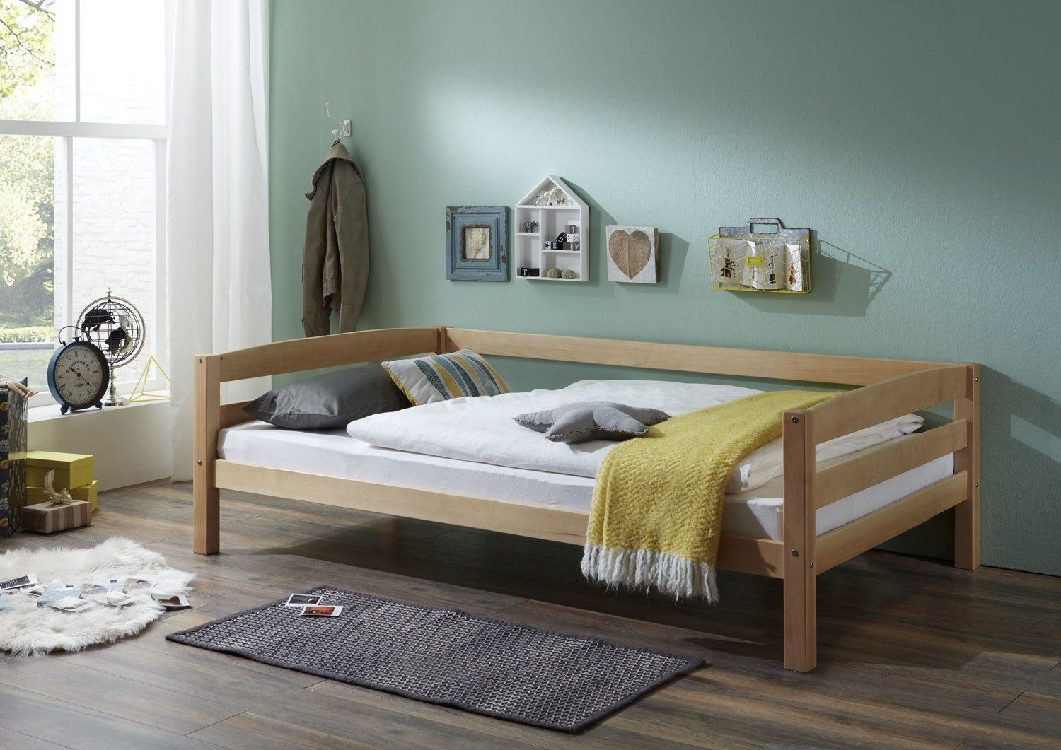 Natur24 Einzelbett Einzelbett Nora 120 x 200 cm Buche Natur lackiert