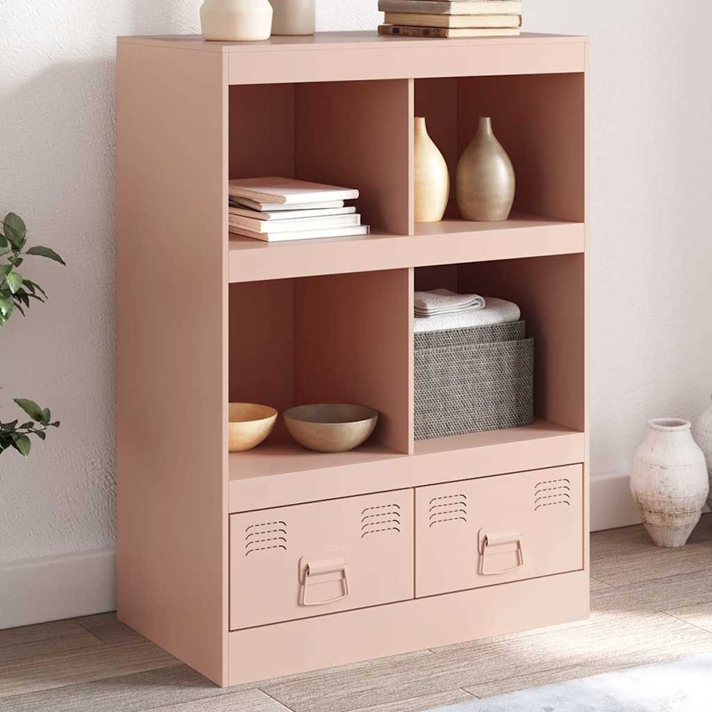 furnicato Highboard Sideboard 67x39x95 cm Rosa aus Kaltgewalztem Stahl (1 St), Schrank mit 4 Fächern, 2 Schubladen und Metallgriffen für das Büro