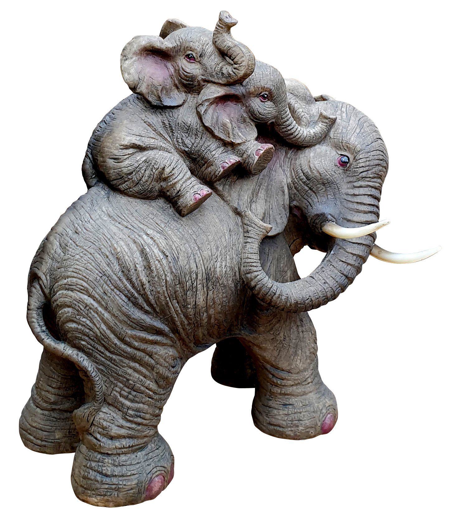 (1 Fachhandel St), Elefantenmama Skulptur, mit Plus Babys wetterfest Gartenfigur