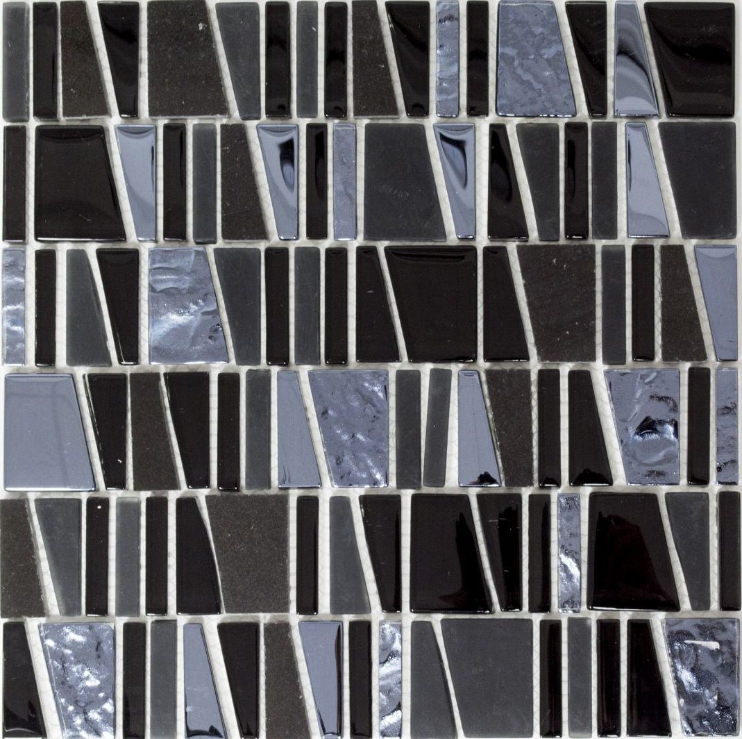 Thumbnail - Mosani Mosaikfliesen Naturstein Glas Marmor Mosaik Edelstahl schwarz anthrazit