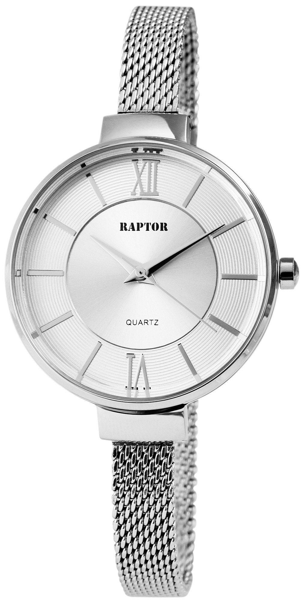 Raptor Quarzuhr Slight Raptor Damenuhr "Slight" Edelstahlmeshband