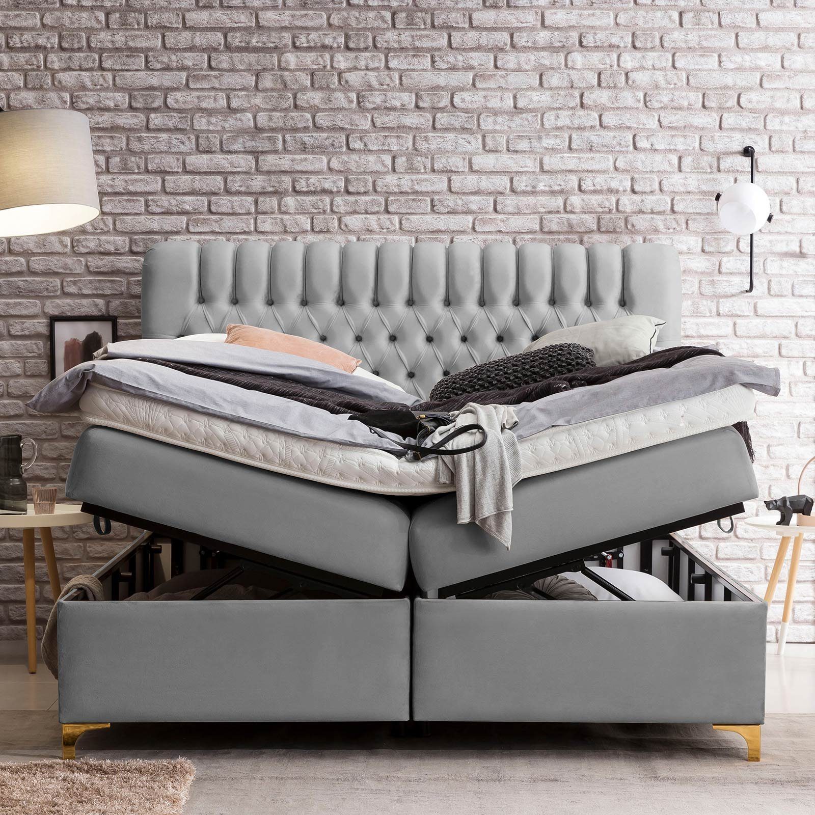 BettCo Stauraumbett Boxspringbett mit Bettkasten Chester günstig online kaufen
