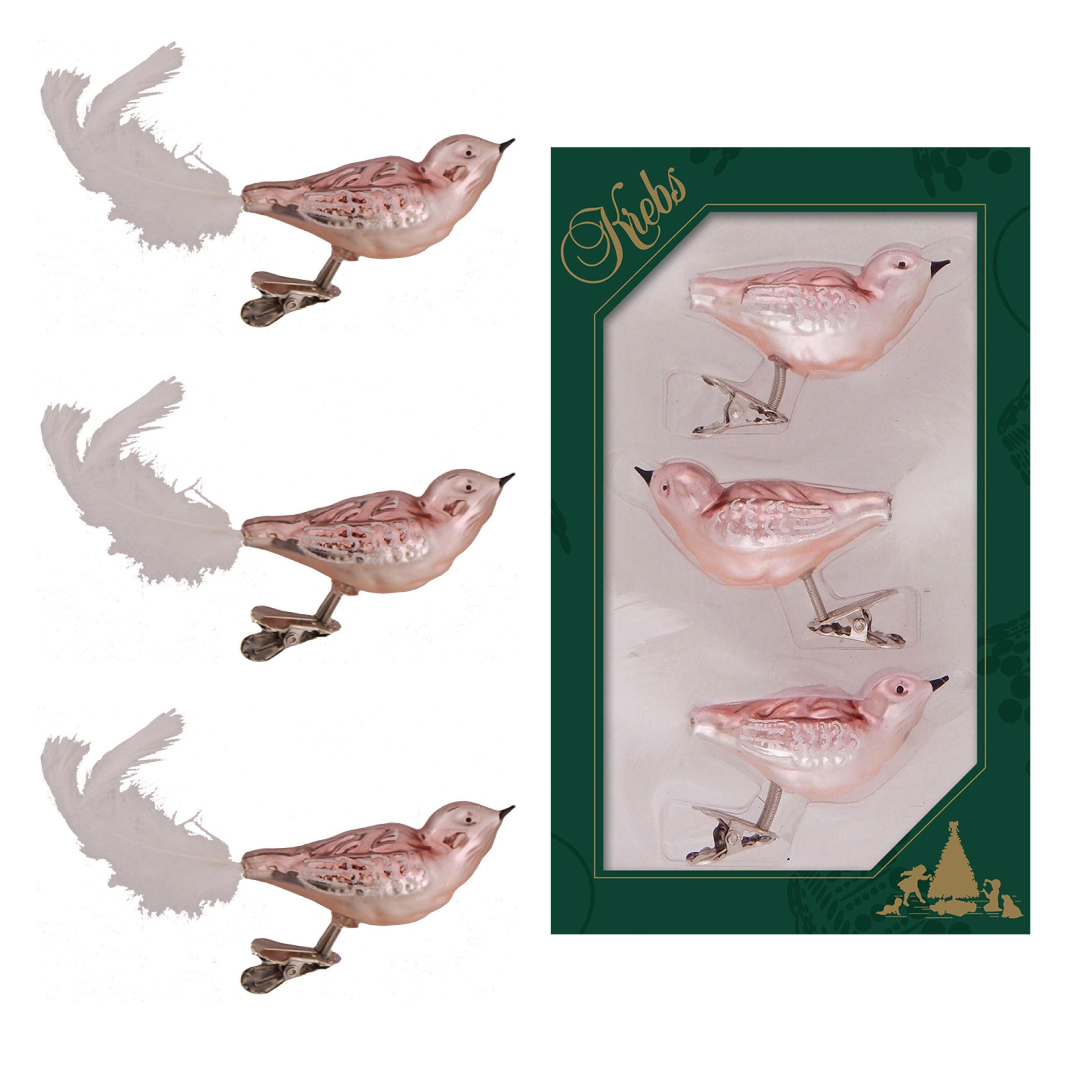 Krebs Glas Lauscha Weihnachtsbaumklammer Glasvögel im 3er Set - Korallenfar günstig online kaufen