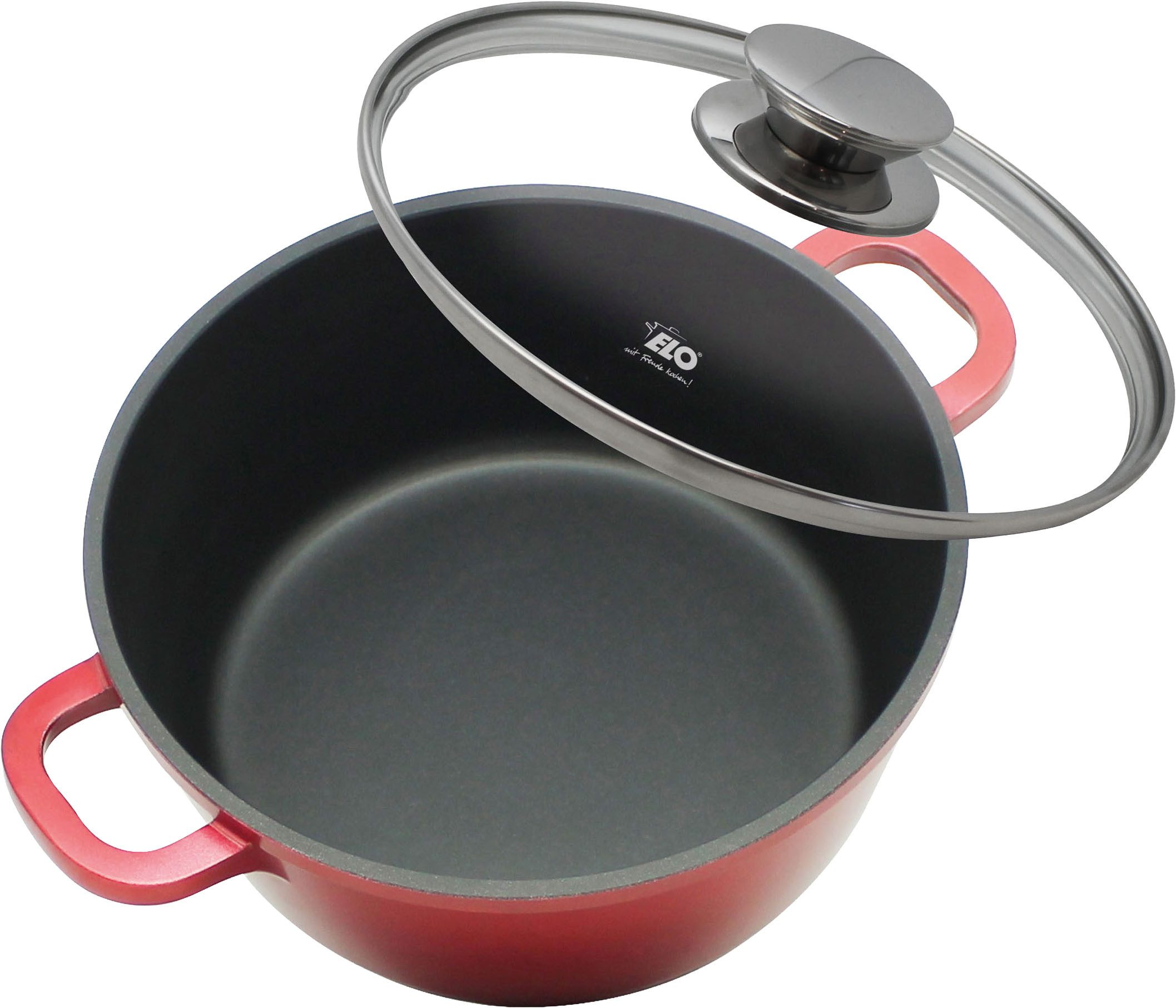 Elo Topf-Set Rubino Topfset 3-teilig, Aluminiumguss (Set, 6-tlg), mit Glitzer-Glamour-Effekt
