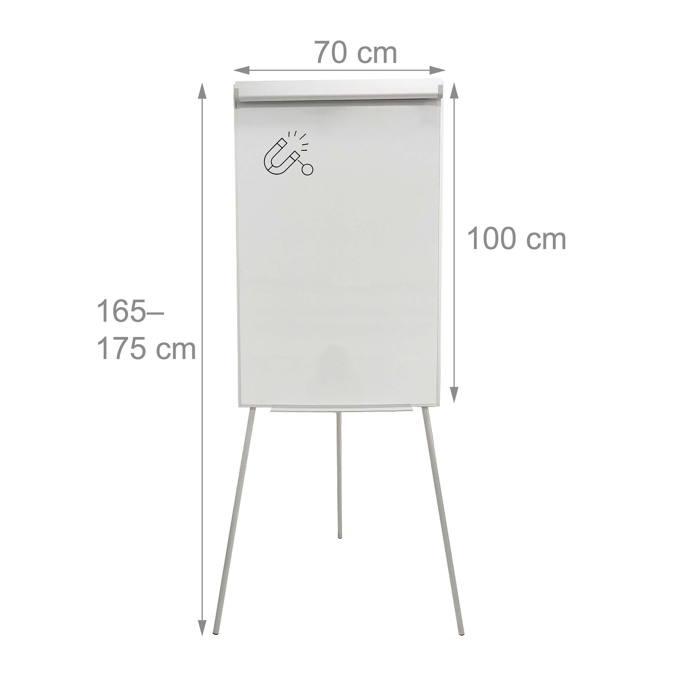 relaxdays Magnettafel Flipchart Whiteboard 100x70 cm 2 Arme, (11-tlg), weiß – Bild 4 von 5