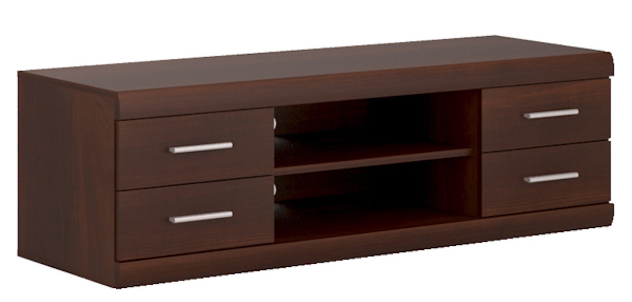 Feldmann-Wohnen Lowboard Imperial (links und rechts je 2 Schubkästen, mittig 2 offene Fächer, 1 St., attraktiver Farbgebung, Modernes TV Element), 140x45x44cm nussbaum imperial, viel Stauraum