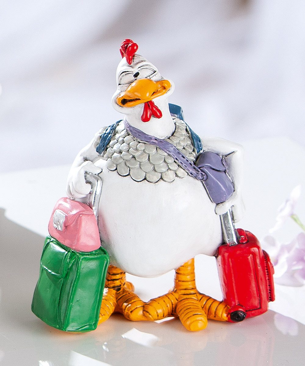 MF Comicfigur Dekofigur Reisehuhn Travello humorvolle Tierfigur mit Koffern (1 St)