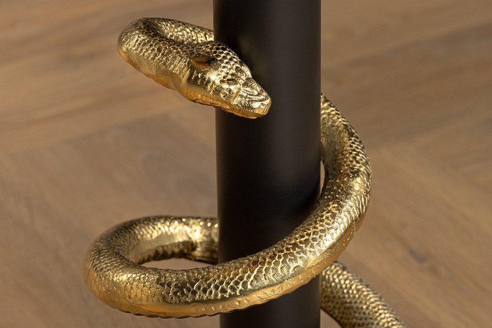 riess-ambiente Beistelltisch WILDLIFE SNAKE 55cm weiß / schwarz / gold · Wohnzimmertisch mit Marmor (Einzelartikel, 1-St), Marmor-Tischplatte · Metall-Gestell · Schlangen-Skulptur · handmade