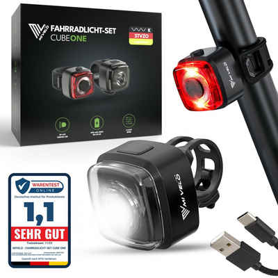 MIVELO Fahrradbeleuchtung CUBE Fahrradlicht Set USB aufladbar StVZO zugelassen wasserdicht