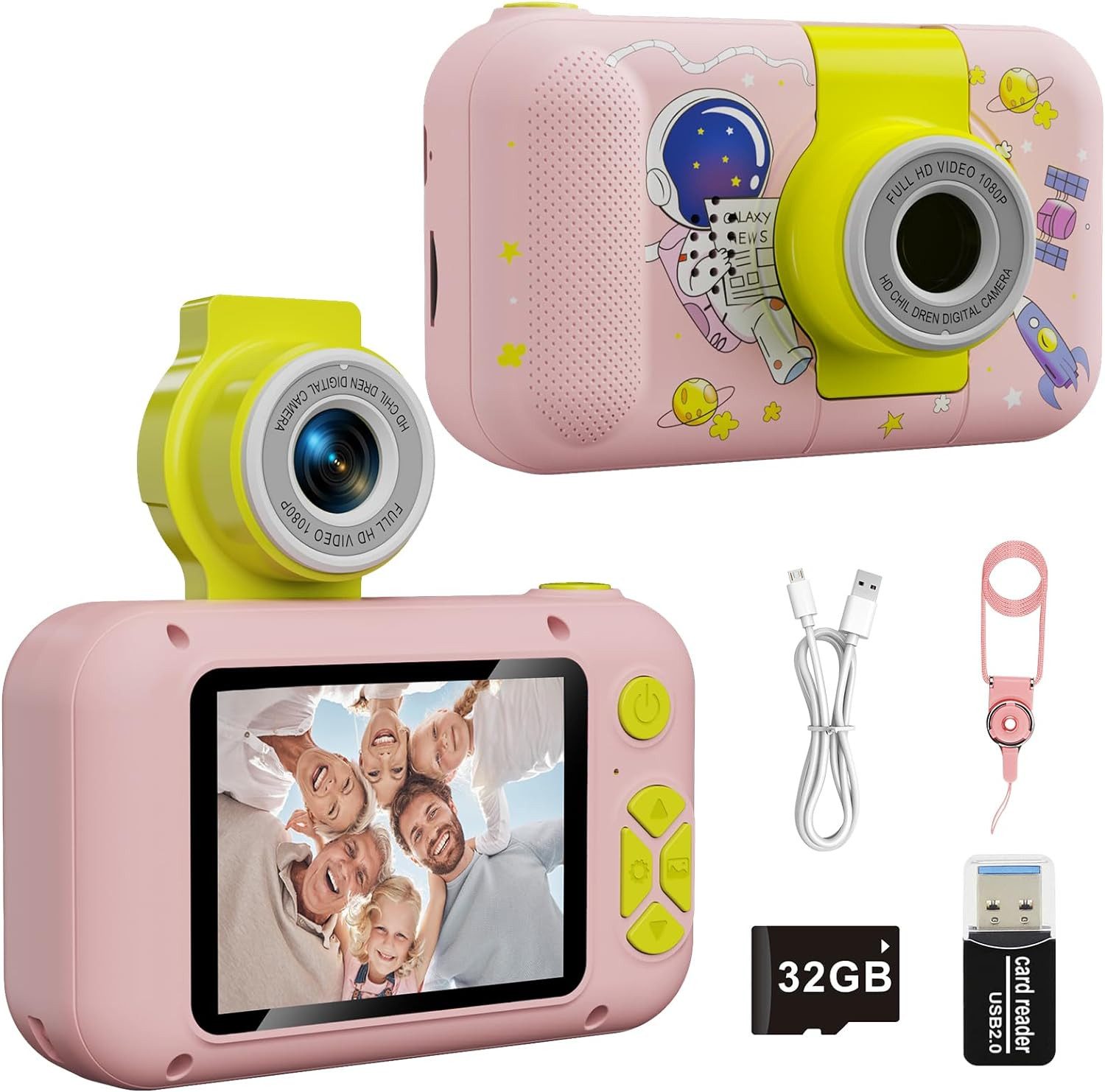 arnssien für Kinder, Video-Selfie Kinderkamera (40 MP, 1x opt. Zoom, mit 32GB TF-Karte Digital Weihnachten Geburtstagsgeschenke)