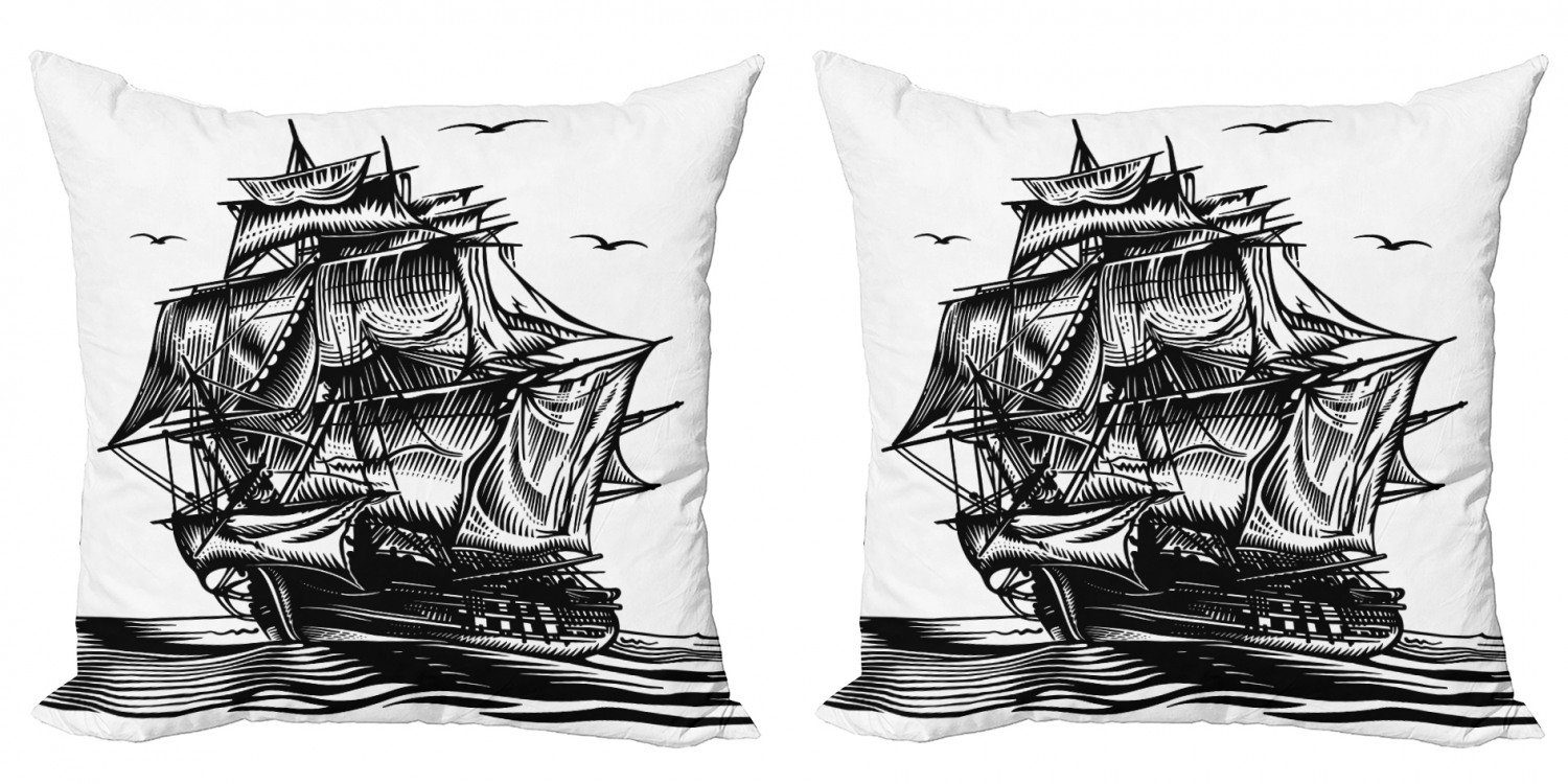 Kissenbezüge Modern Accent Doppelseitiger Digitaldruck, Abakuhaus (2 Stück), Piratenschiff Nautik-Linie Kunst