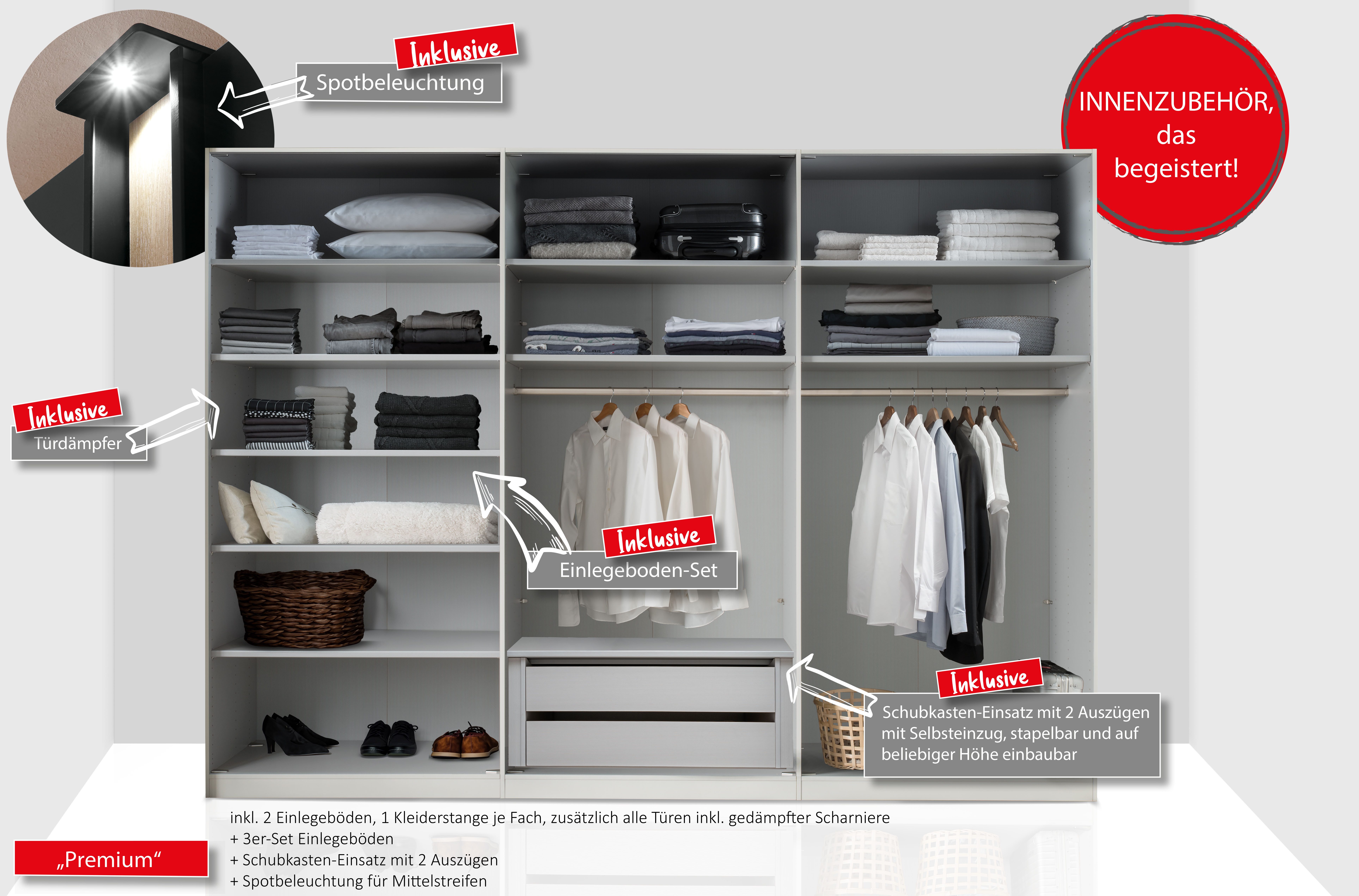 WIEMANN Kleiderschrank Lagos (in 4 Breiten und mit 3 verschiedenen Ausstattungspaketen erhältlich) inkl. Türendämpfung – Bild 3 von 5