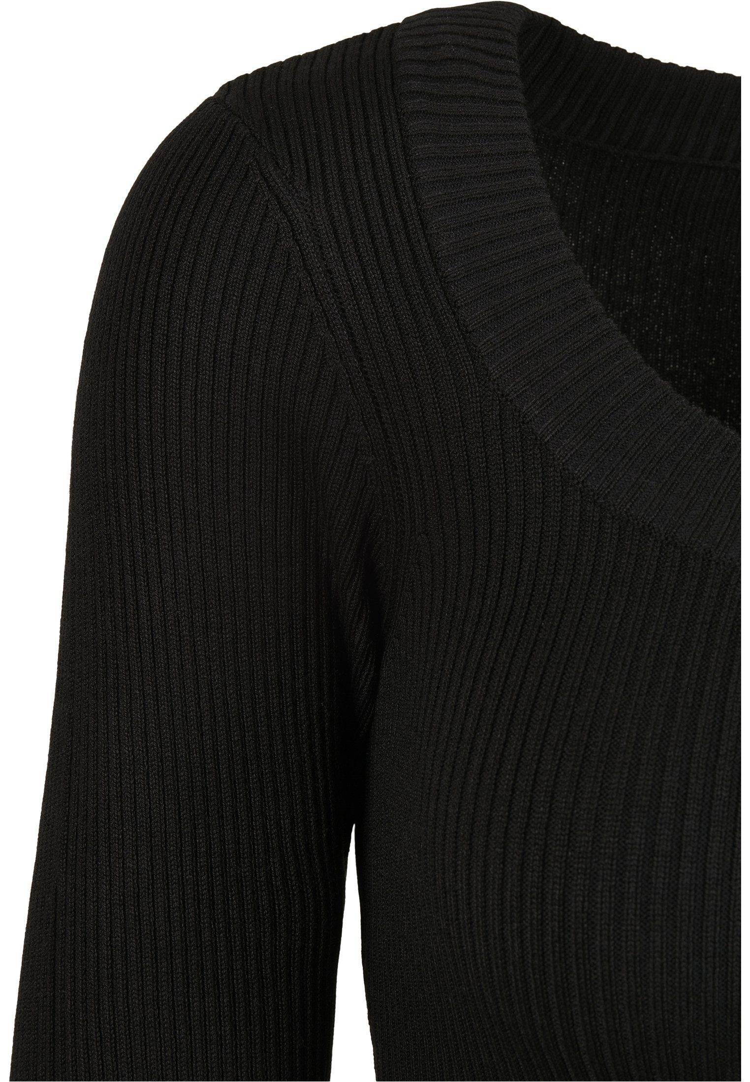 Kapuzenpullover Ladies Wide Sweater black CLASSICS Damen Neckline URBAN (1-tlg)