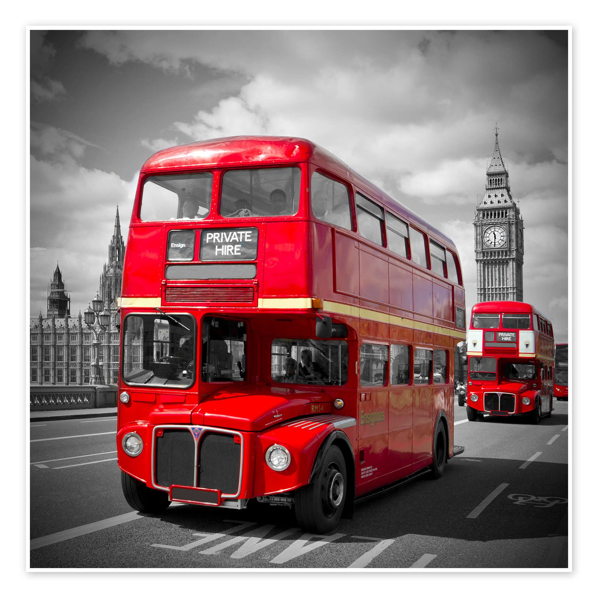 Posterlounge Wandbild LONDON Rote Busse, Melanie Viola, erhältlich als Poster, Leinwandbild, Wandsticker oder Acrylglasbild