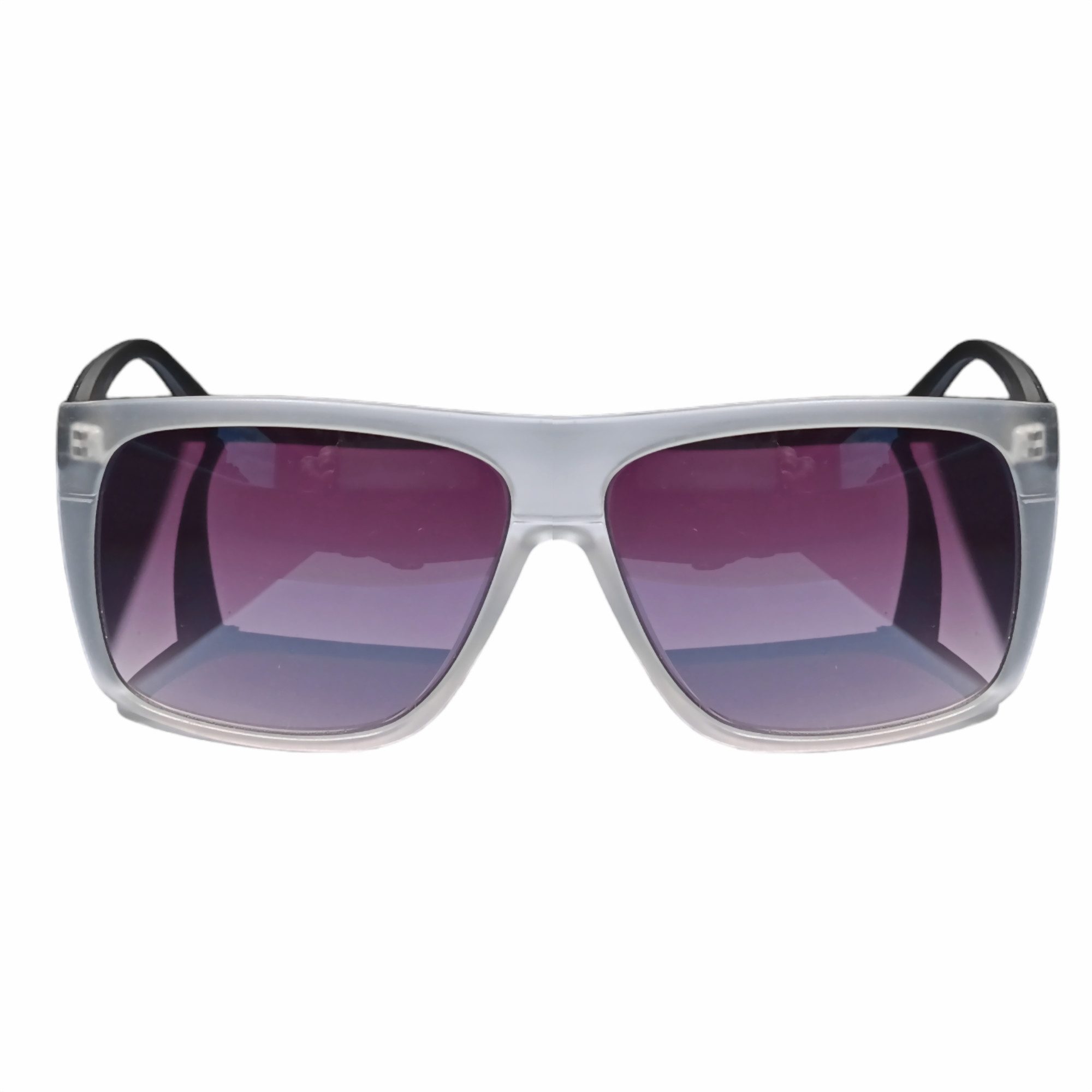 Rennec Sonnenbrille (Vintage Sonnenbrille Damen Flattop Design Gestell Transparent Farbig) Rechteckig Oversize Gläser Lila Verlaufsgetönt