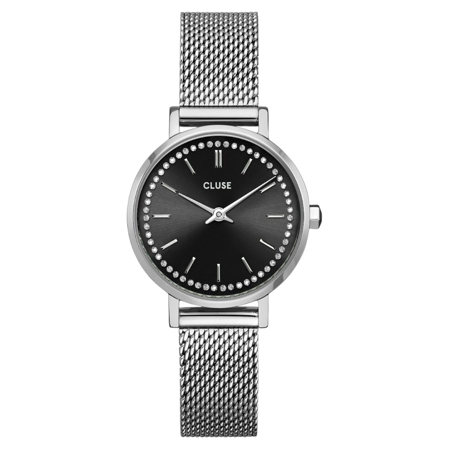 CLUSE Quarzuhr Boho Chic Petite Crystals Mesh Black Boho Chic Petite, Elegantes Design