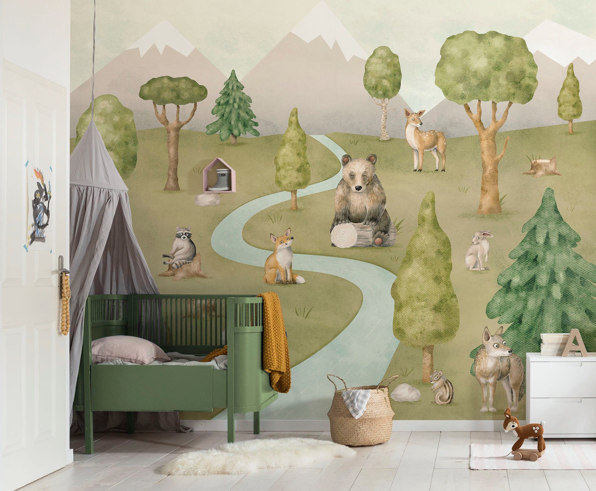 Komar Fototapete Digitaldruck Vlies - Neighbor-wood Meetings - Größe 300 x 250 cm, glatt, bedruckt, (Packung, 1 St), Wohnzimmer, Schlafzimmer