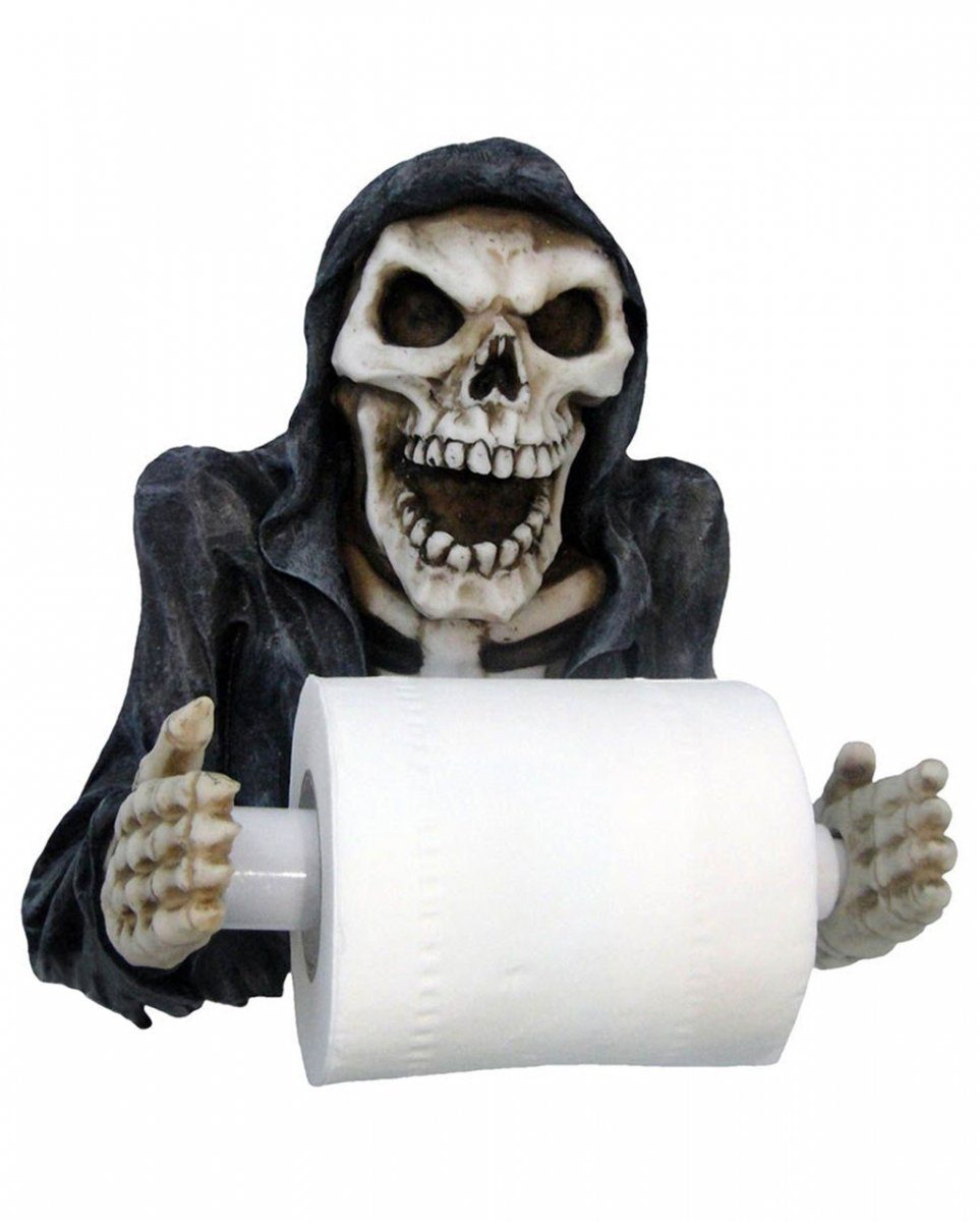 Horror-Shop Dekofigur 26cm Skelett Toiletenpapierhalter Reaper