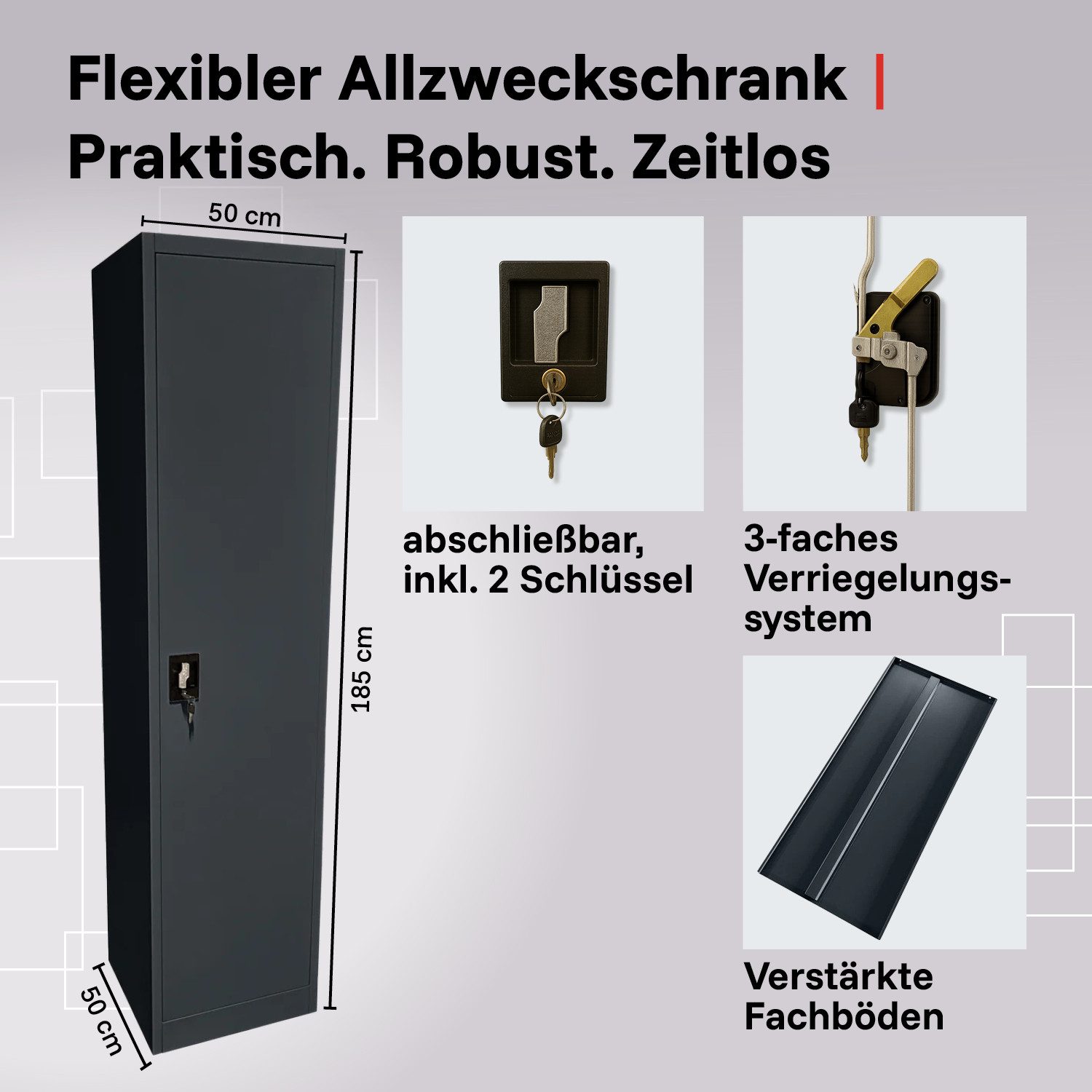 LagerZwei Aktenschrank Stahlschrank 185x50x50 cm abschließbar