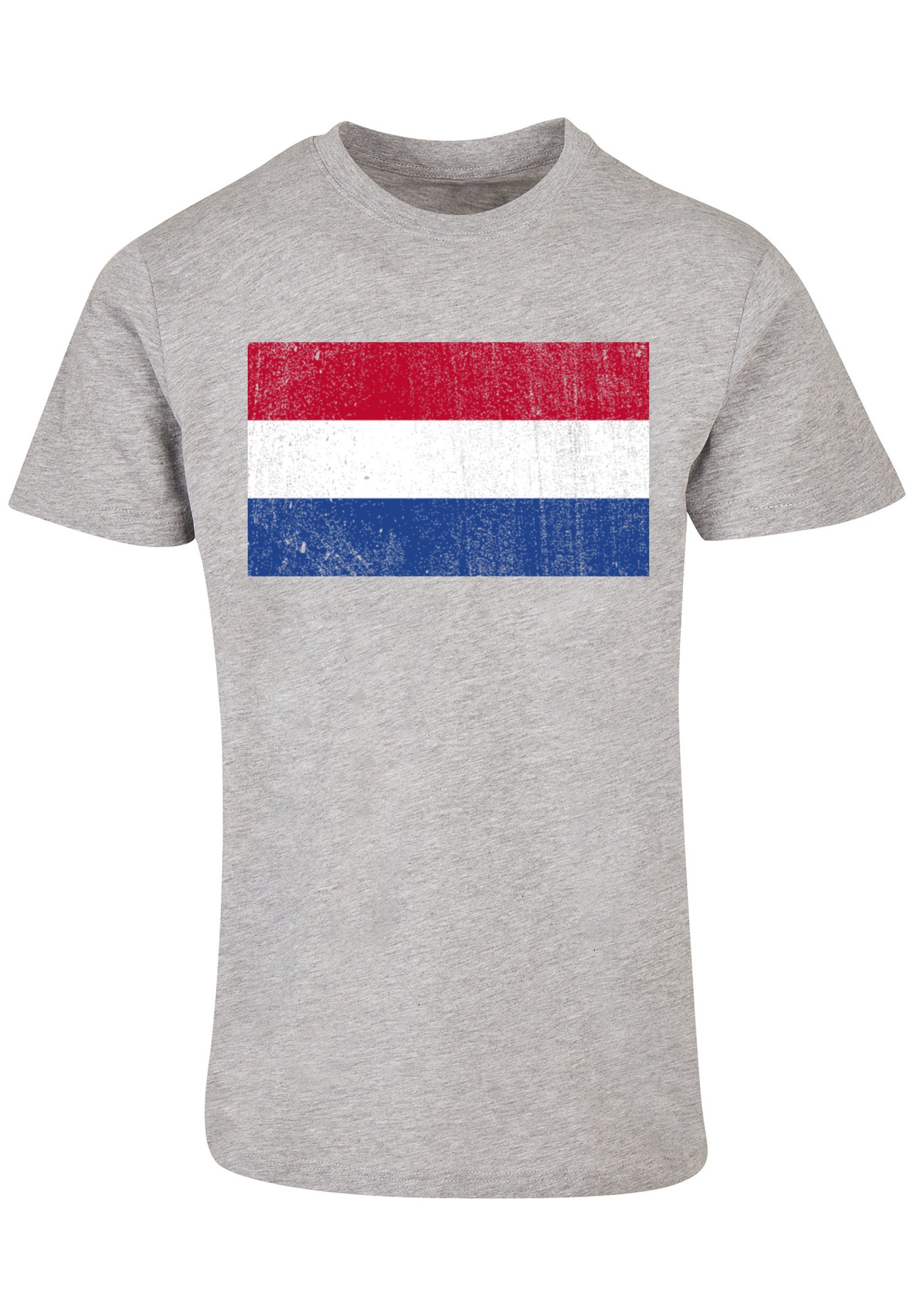 heather T-Shirt F4NT4STIC Holland Print Niederlande distressed Flagge grey