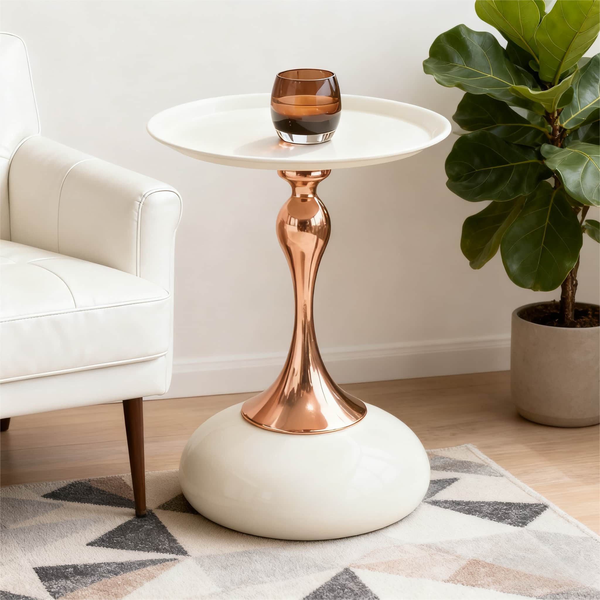 ANYSUN Couchtisch Rund Kaffeetisch, Beistelltisch Metall Kleiner Wohnzimmertisch (Einzelmöbel – runder Couchtisch, runder Couchtisch), kompakter Metalltisch in Schwarz-Gold für Schlaf- und Wohnzimmer