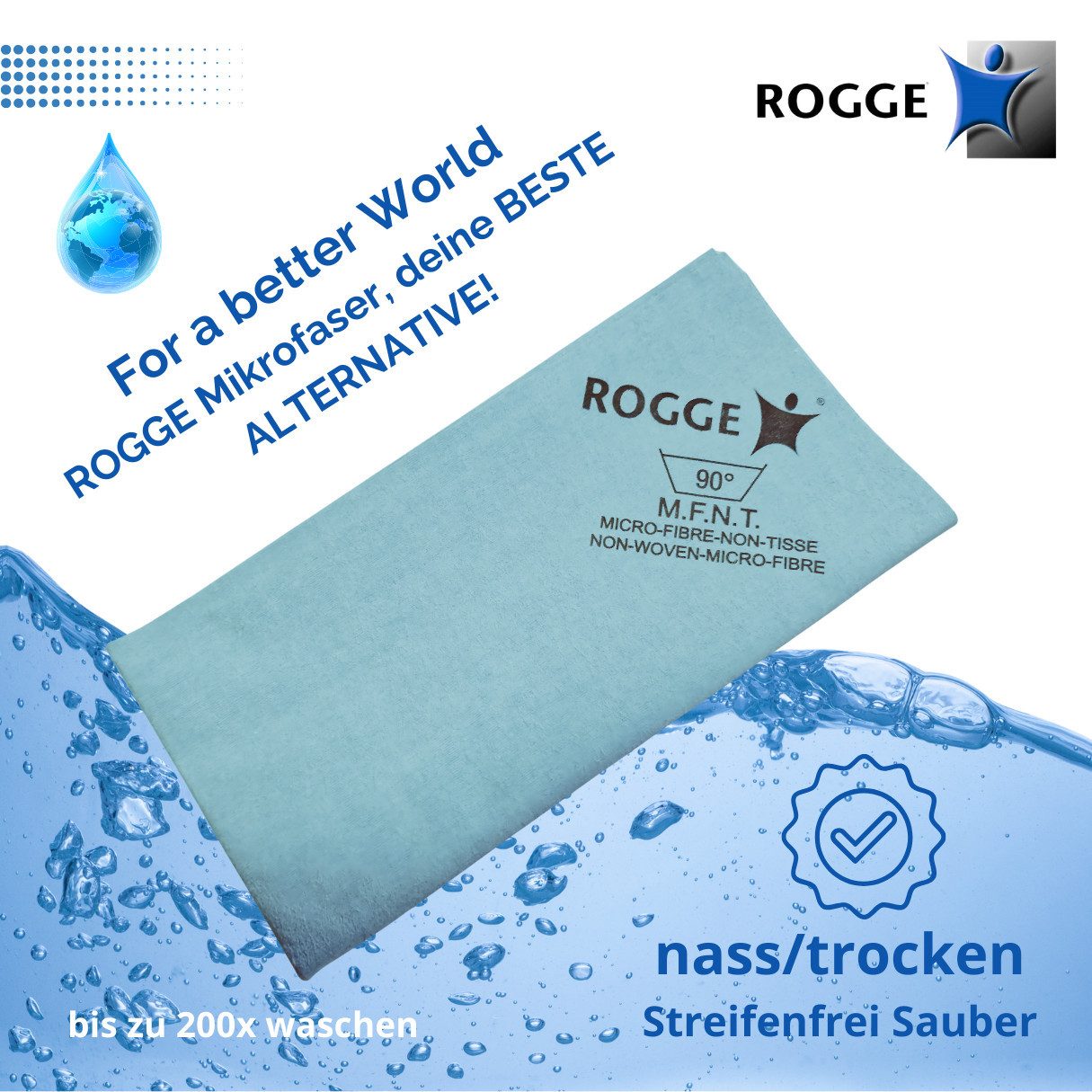 Rogge ROGGE DUO-Clean, Bildschirmreiniger 250ml inkl. ROGGE Mikrofaser Reinigungsspray (ROGGE Set, [2-St. 1x 250ml Flasche mit Microfasertuch 250ml)