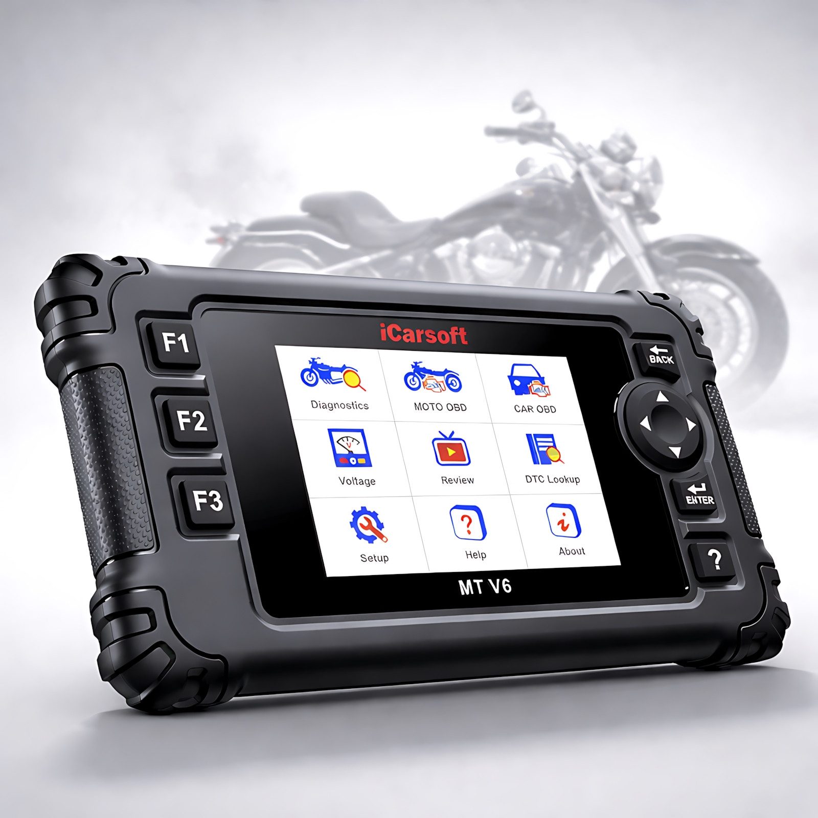 iCarsoft OBD2-Diagnosegerät MT V6 für Harley Motorräder OBD Scanner inkl. Adapter +Updates
