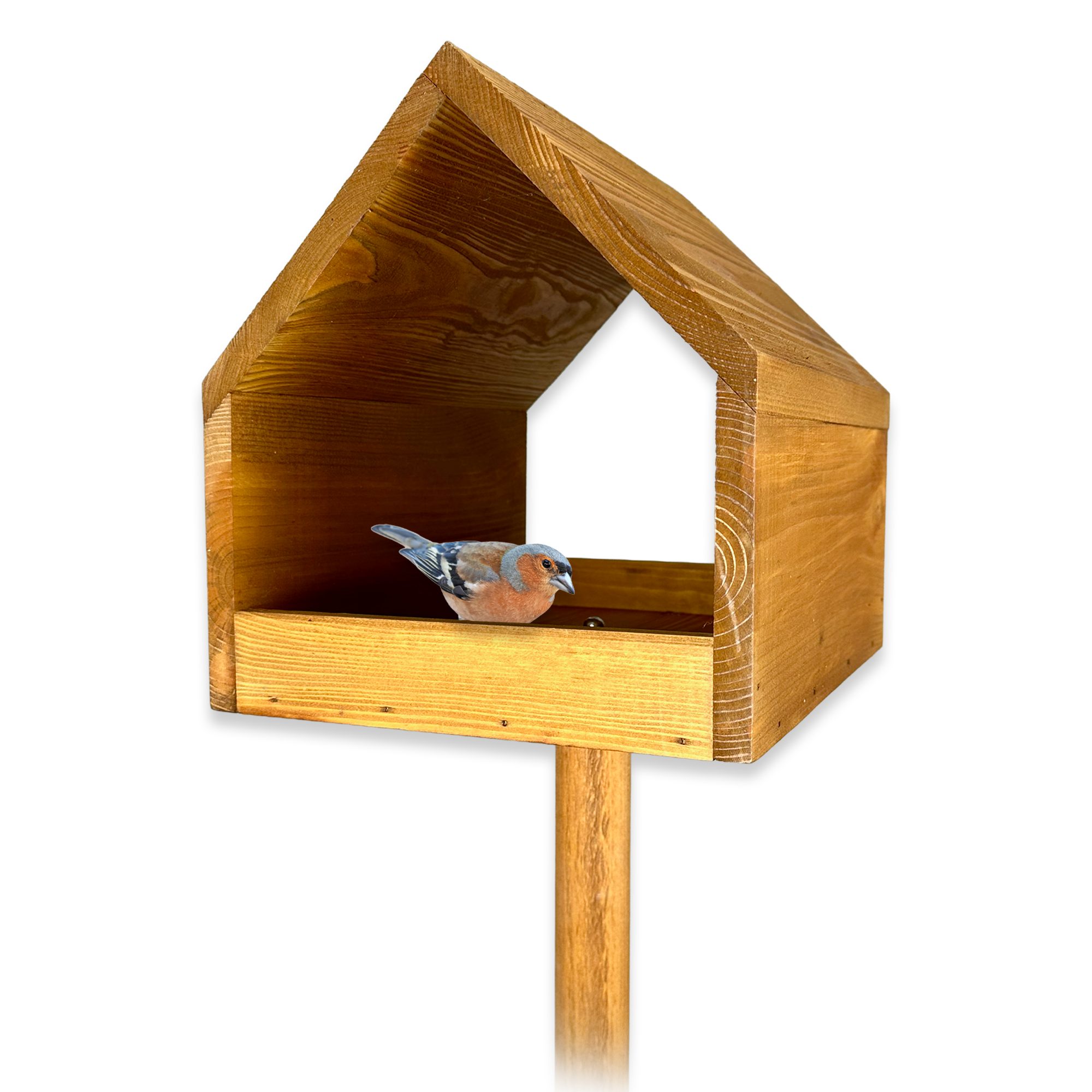 gartenetage Vogelhaus Vogelfutterhaus aus Massivholz mit Erdspieß – Wetterfestes Vogelhaus, ür Wildvögel, stabiles Futterhaus für Garten, Rasen & Terrasse