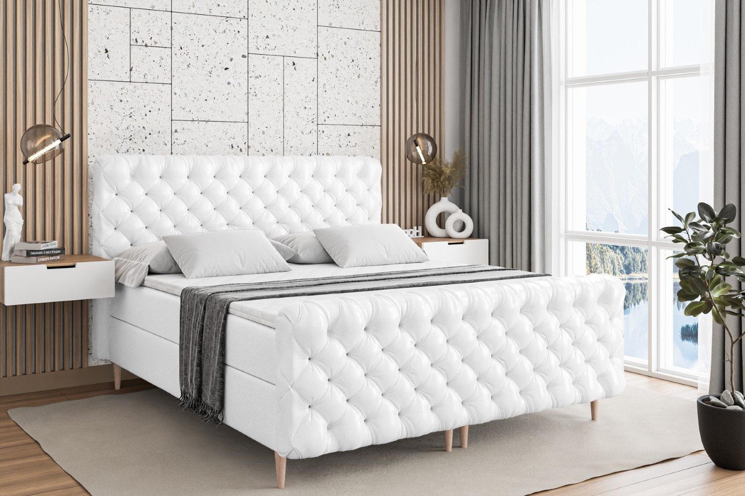 ALTDECOR Boxbett BOXI8-F-Z (Multipocket-Matratze H4, H3 Matratze Bonellfederung, Topper, Kopfteil)