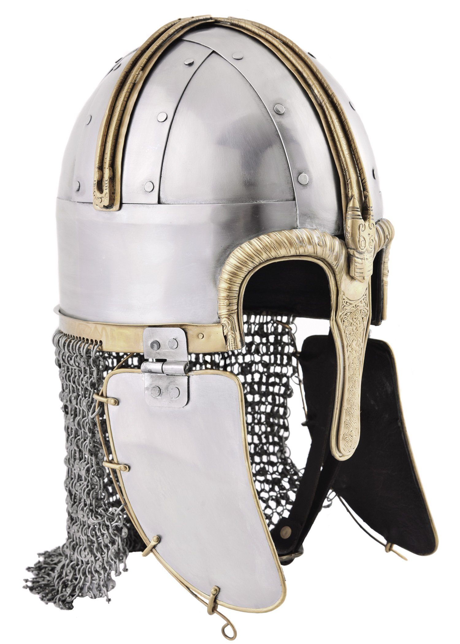 Ritter-Kostüm Coppergate Helm mit vernieteter Kettenbrünne 1,6 mm schaukampftauglich