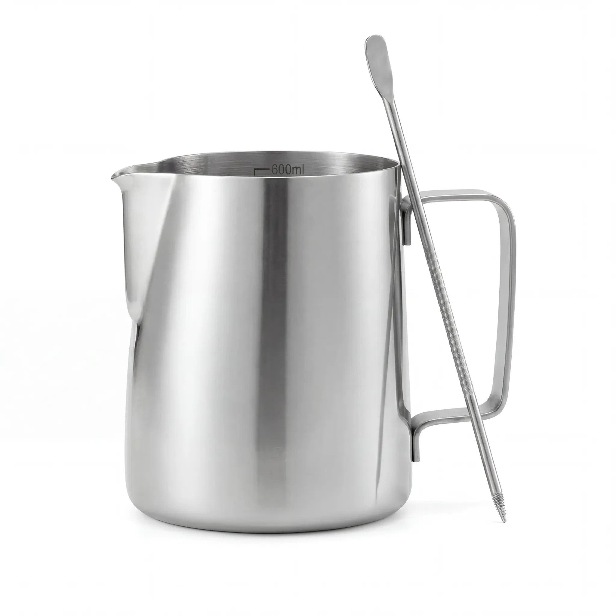 JASLIFE Milchkännchen Milchkännchen Edelstahl 350 ml oder 600 ml mit Skala und Stift, 0.6 l, Edelstahl, mit Skala, inklusive Latte Art Stift, rostfrei