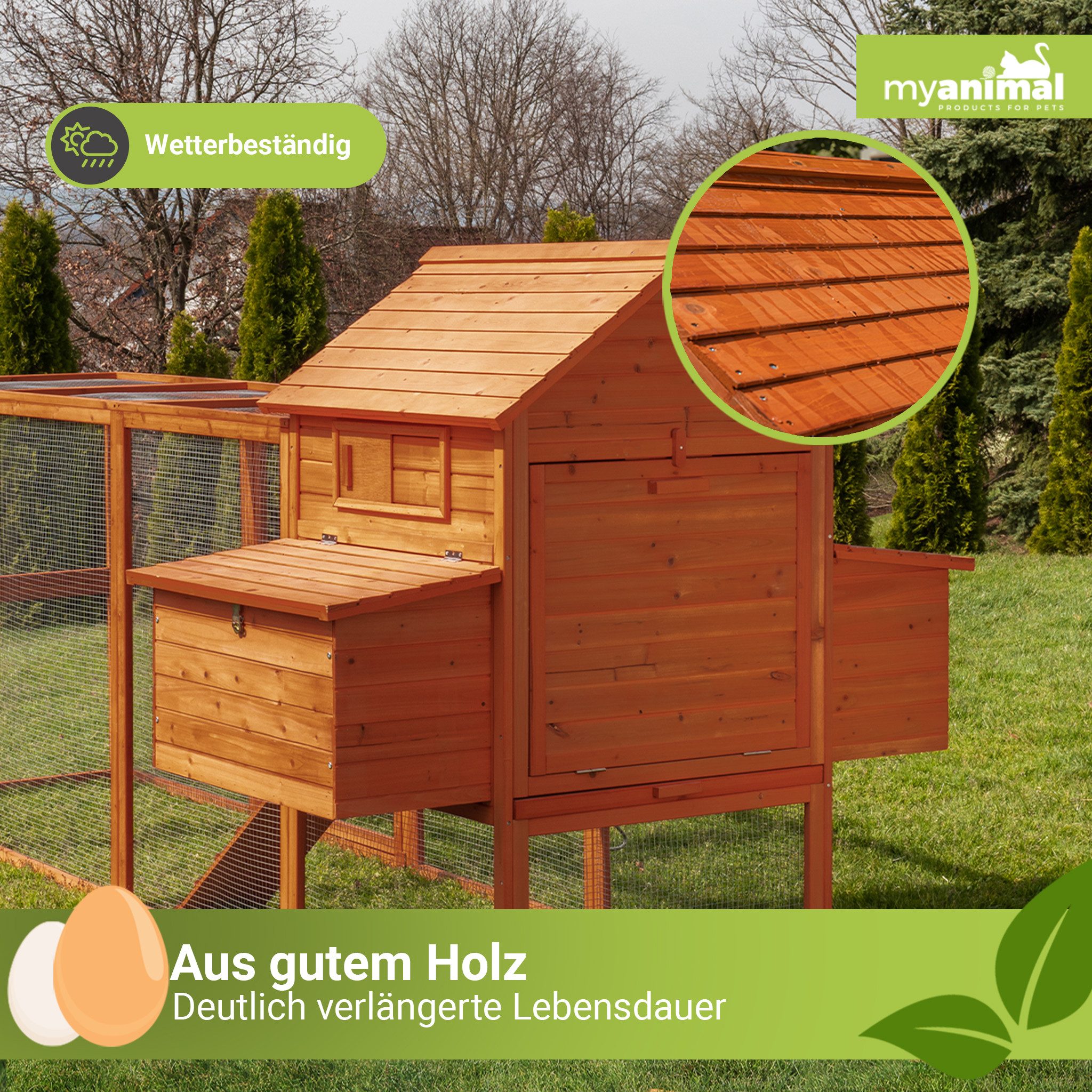 My Animal Kleintierstall Hühnerstall XXL für bis zu 8 Hühner MH-22, Stall mit zwei Stockwerken