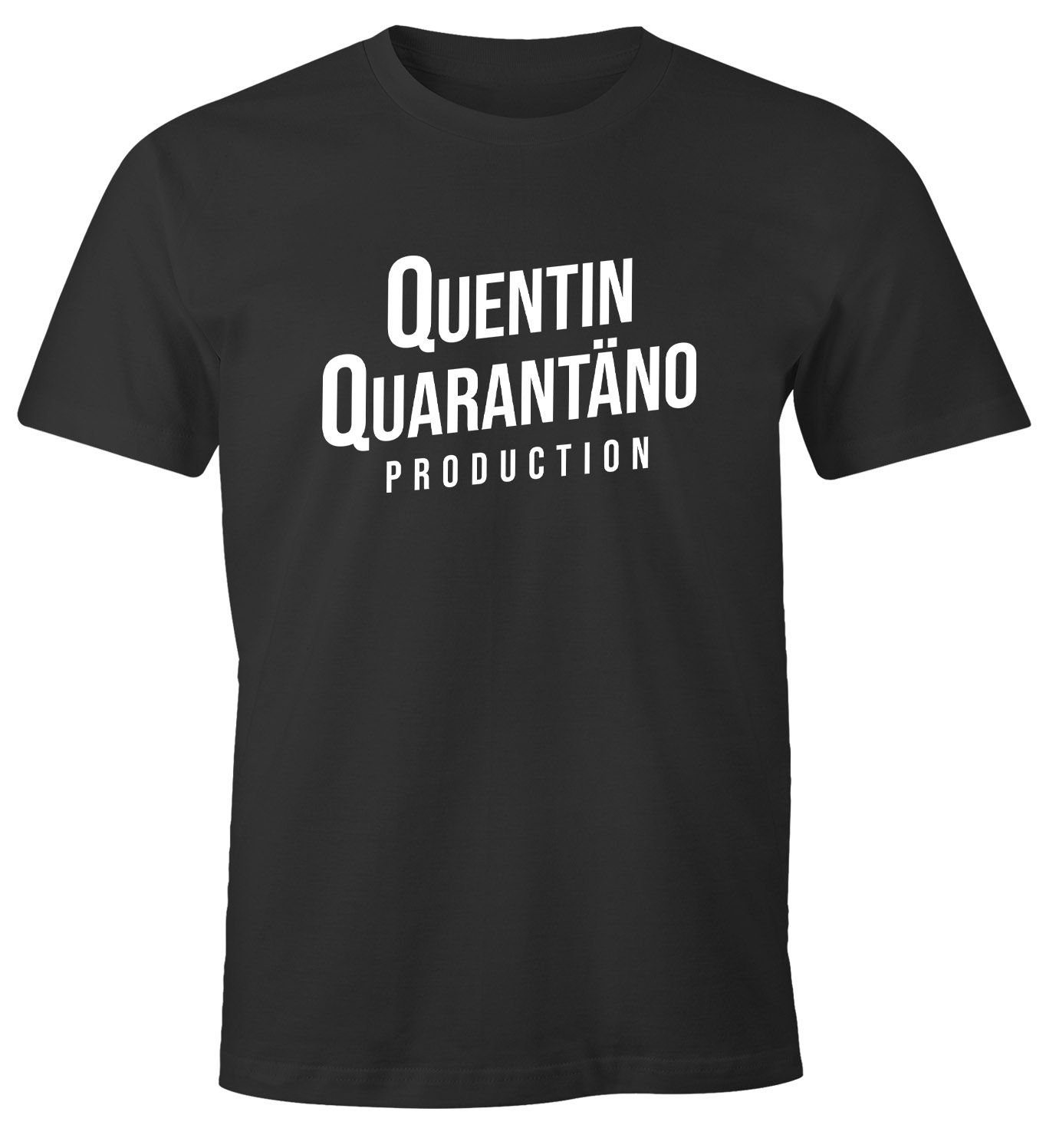 Satire Corona Qarantäno mit Quentin Print Print-Shirt Quarantöne Film MoonWorks StayHomeMoonworks® Parodie Herren T-Shirt