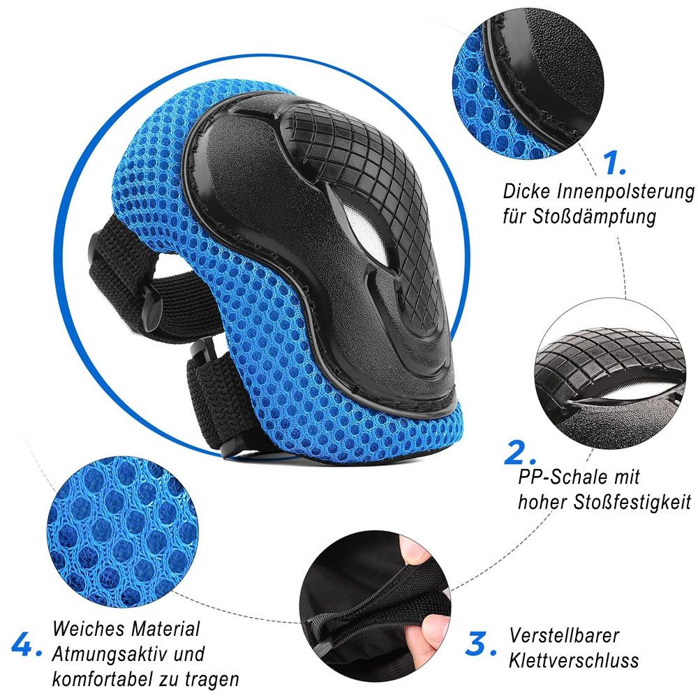 AFKSMILE Protektoren-Set Knieschoner Kinder Schoner Inliner Kinder 6er Set, Fahrrad Rollschuhe, Kinder Schützer Ellenbogenschoner für Inliner Skates Scooter – Bild 3 von 5